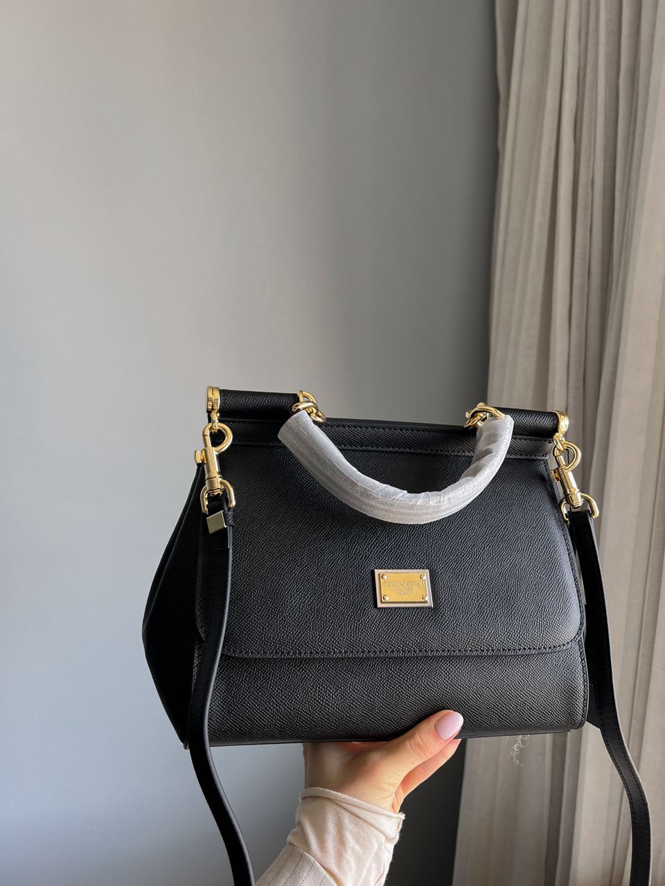 Dolce &amp; Gabbana Sicily Medium Leather Shoulder Bag - Black - 6