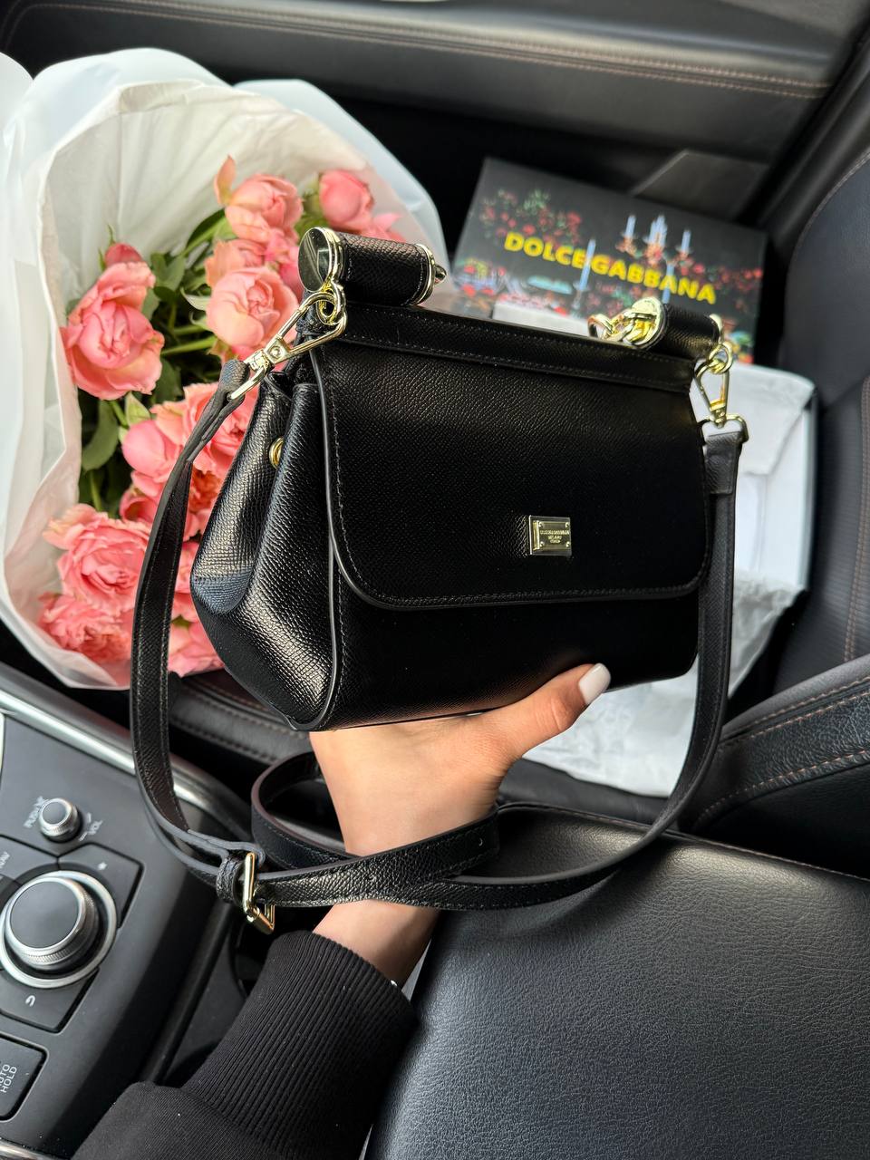 Dolce &amp; Gabbana Sicily Mini Textured-Leather Shoulder Bag in Light Black - 7