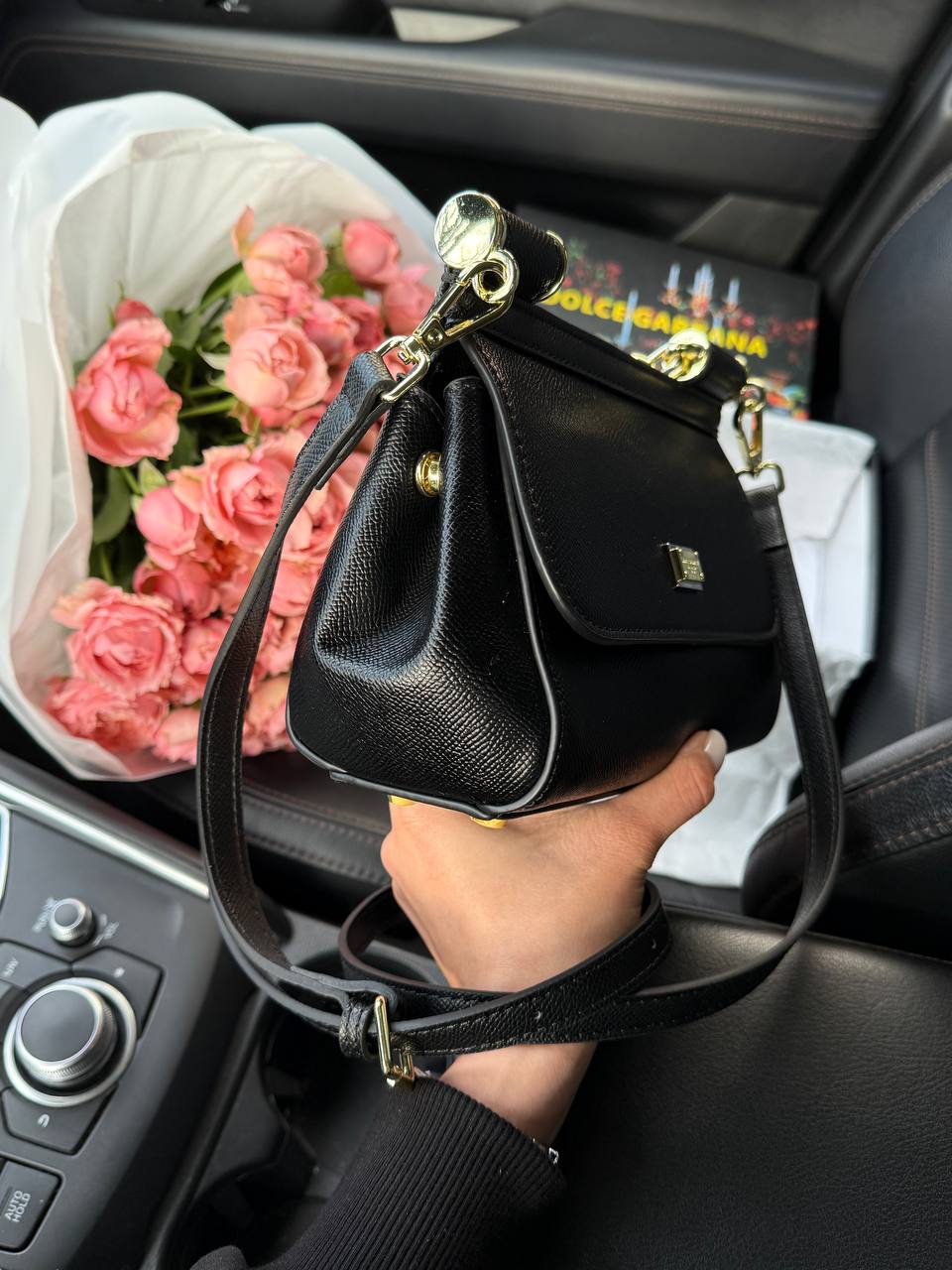 Dolce &amp; Gabbana Sicily Mini Textured-Leather Shoulder Bag in Light Black - 8