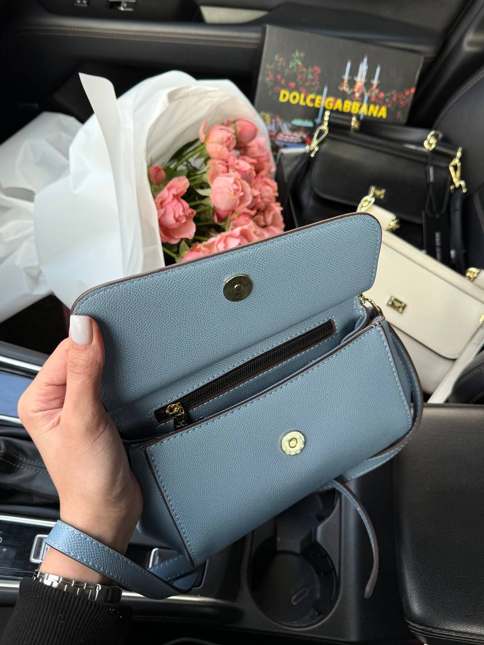 Dolce &amp; Gabbana Sicily Mini Textured-Leather Shoulder Bag in Light Blue - 11