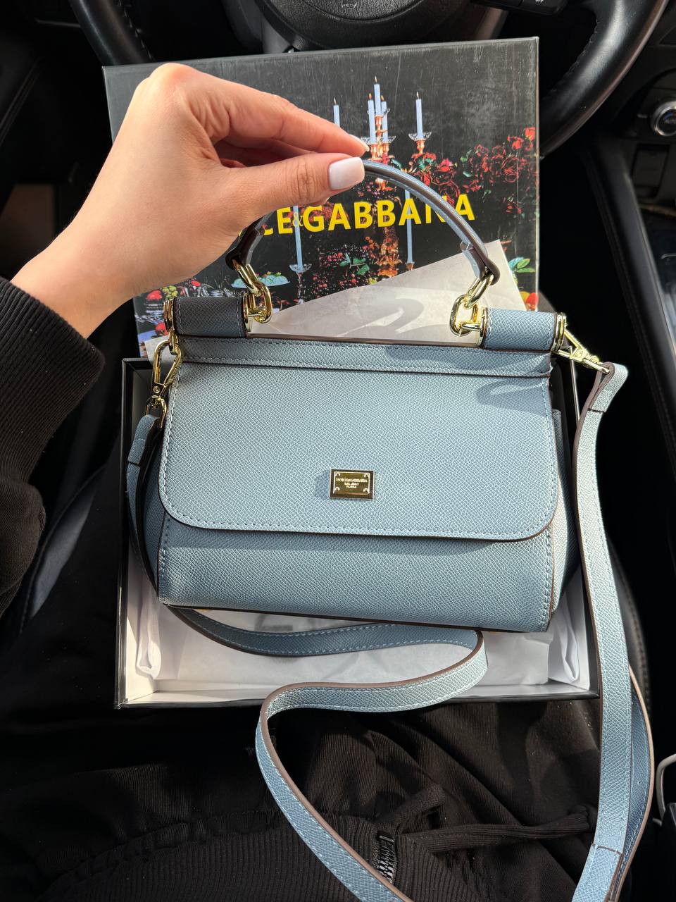 Dolce &amp; Gabbana Sicily Mini Textured-Leather Shoulder Bag in Light Blue - 2