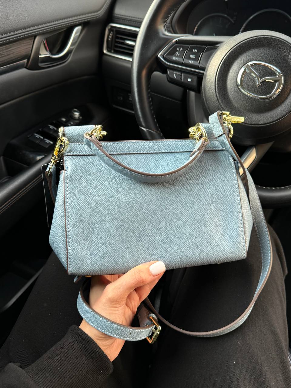 Dolce &amp; Gabbana Sicily Mini Textured-Leather Shoulder Bag in Light Blue - 4