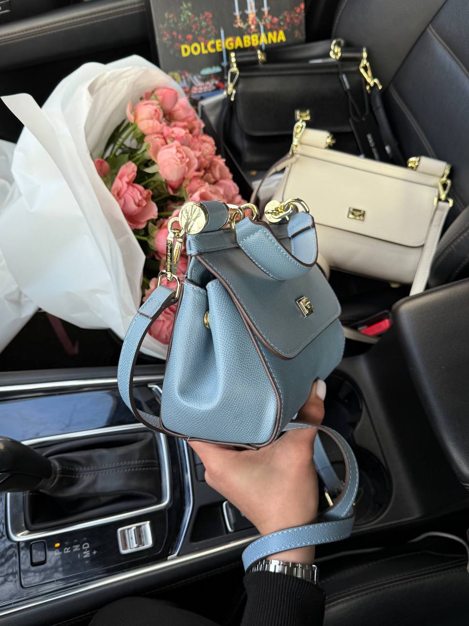Dolce &amp; Gabbana Sicily Mini Textured-Leather Shoulder Bag in Light Blue - 8