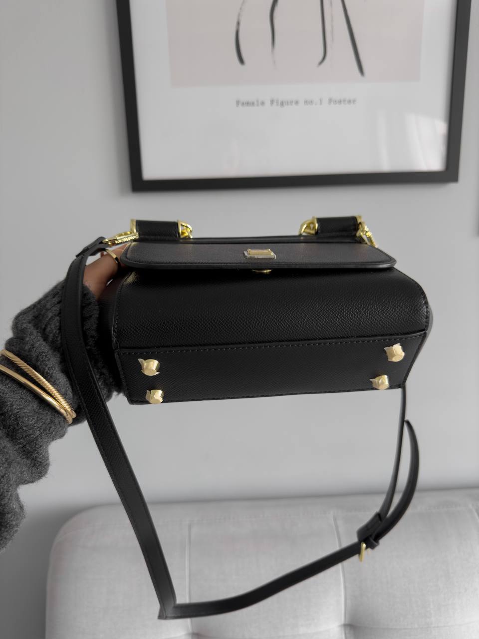 Dolce &amp; Gabbana Sicily Mini Textured Leather Top Handle Bag in Black - 12