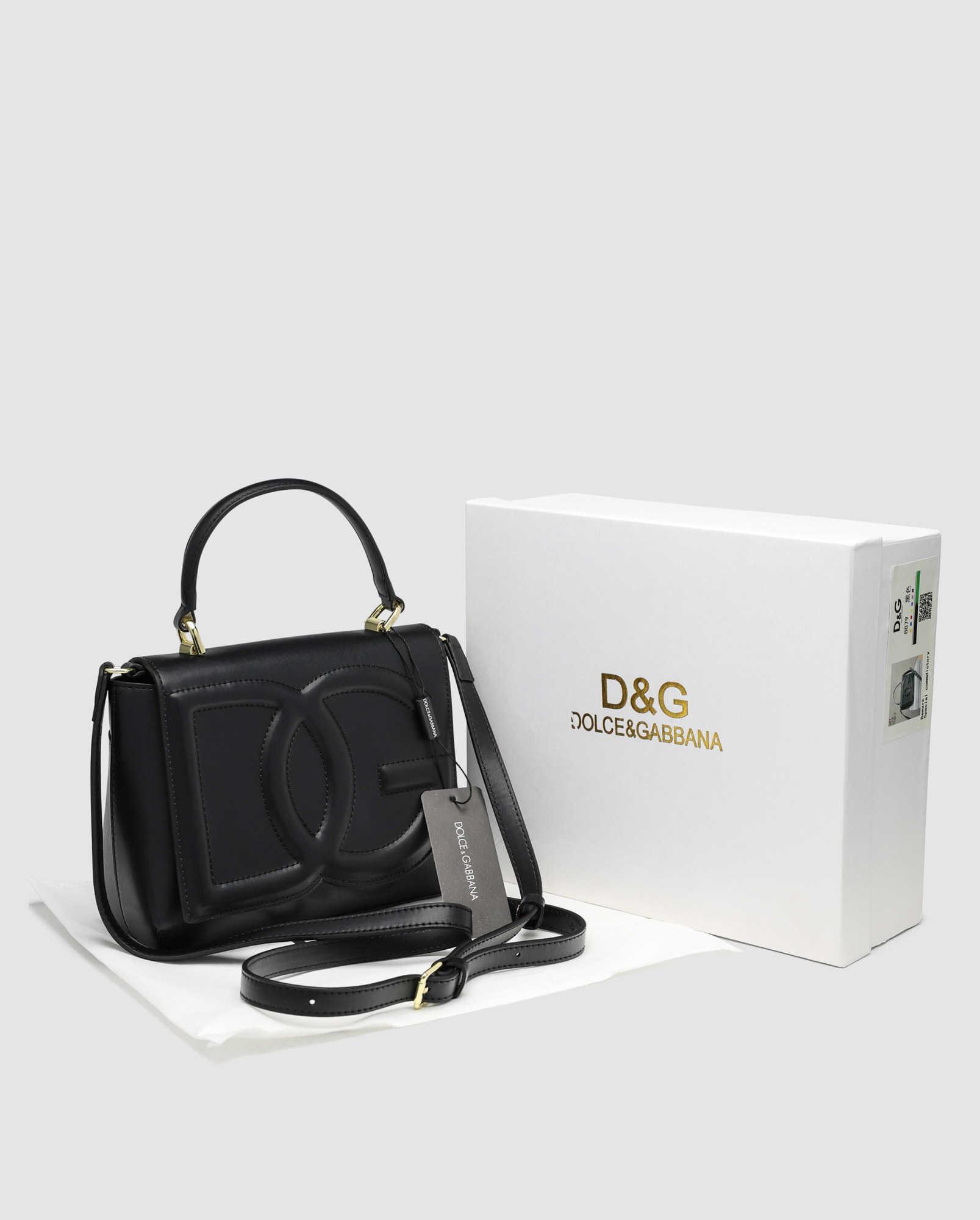 Dolce&Gabbana Calfskin DG Logo Bag Crossbody Bag Black - 5