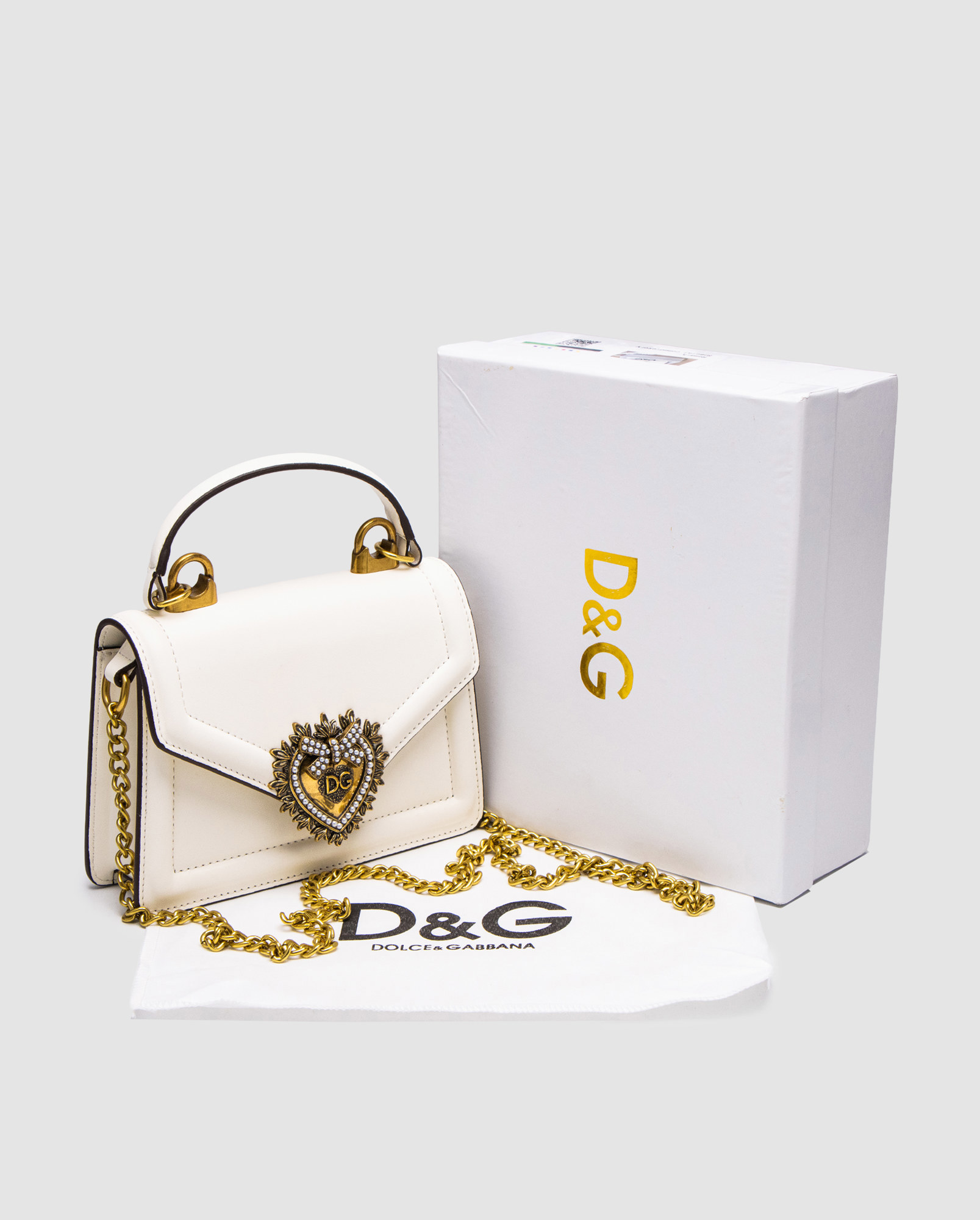 Dolce&Gabbana Small Smooth Calfskin Devotion Bag White - 6