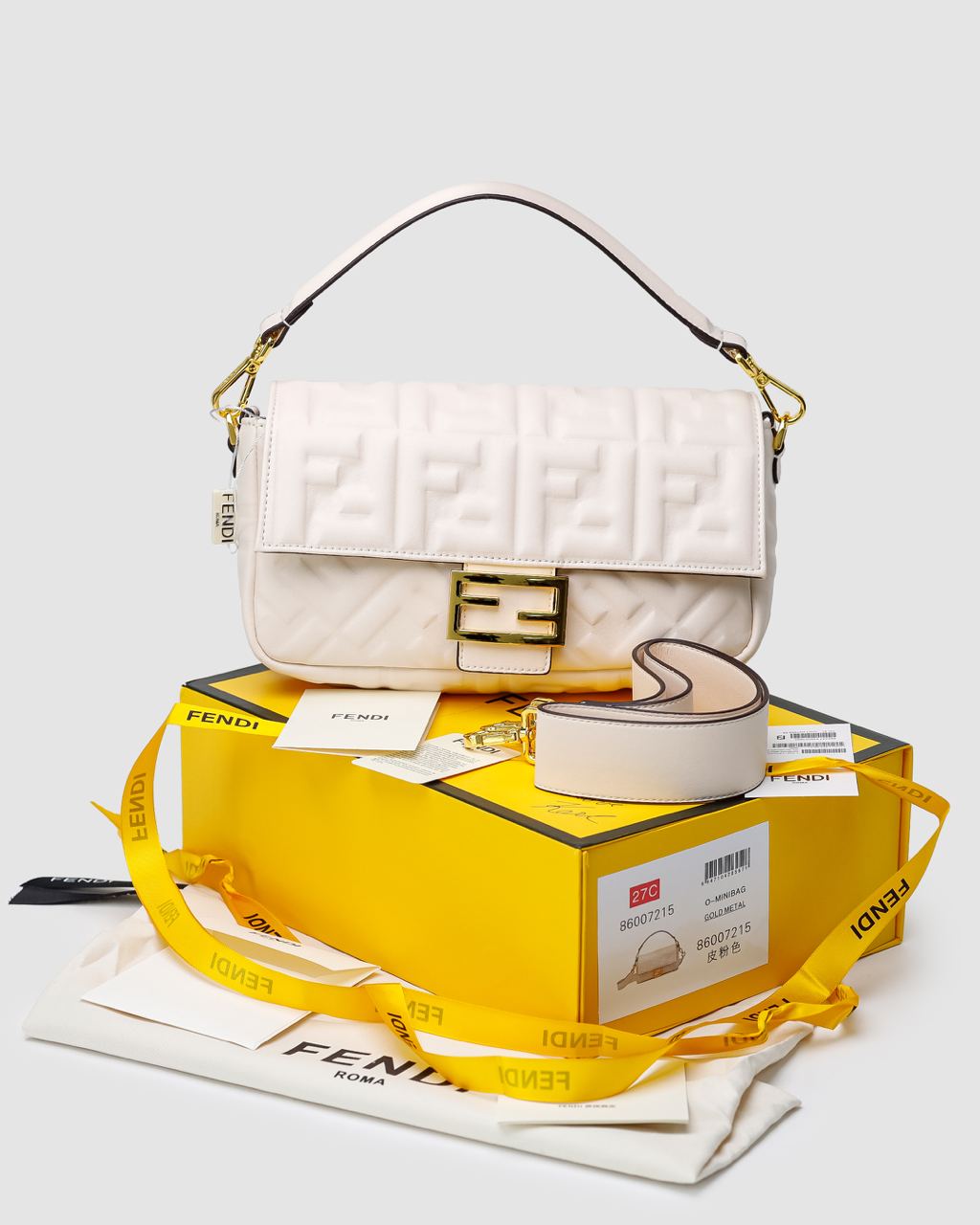 Fendi Baguette Cream Leather Bag - 3