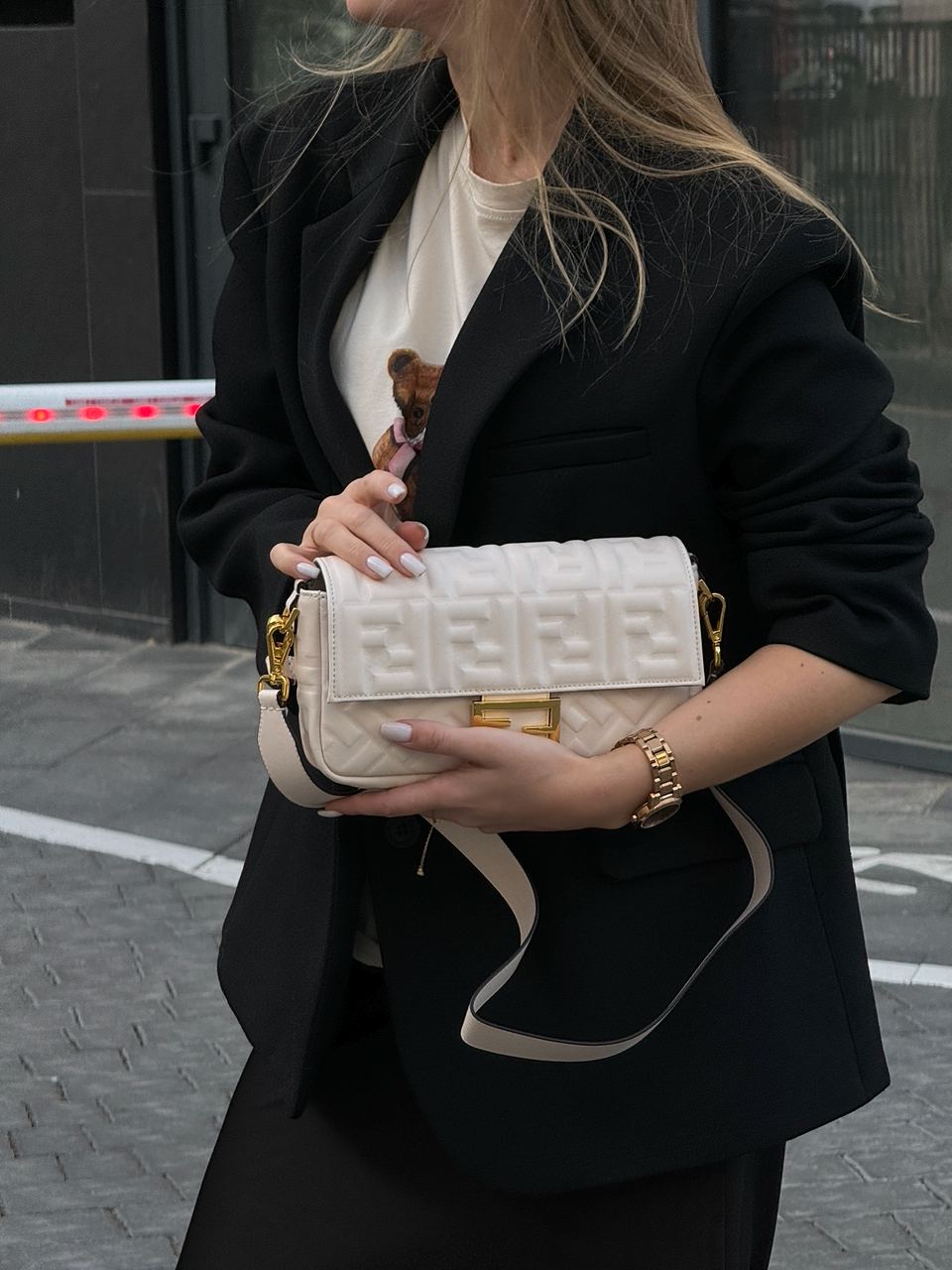 Fendi Baguette Cream Leather Bag - 8