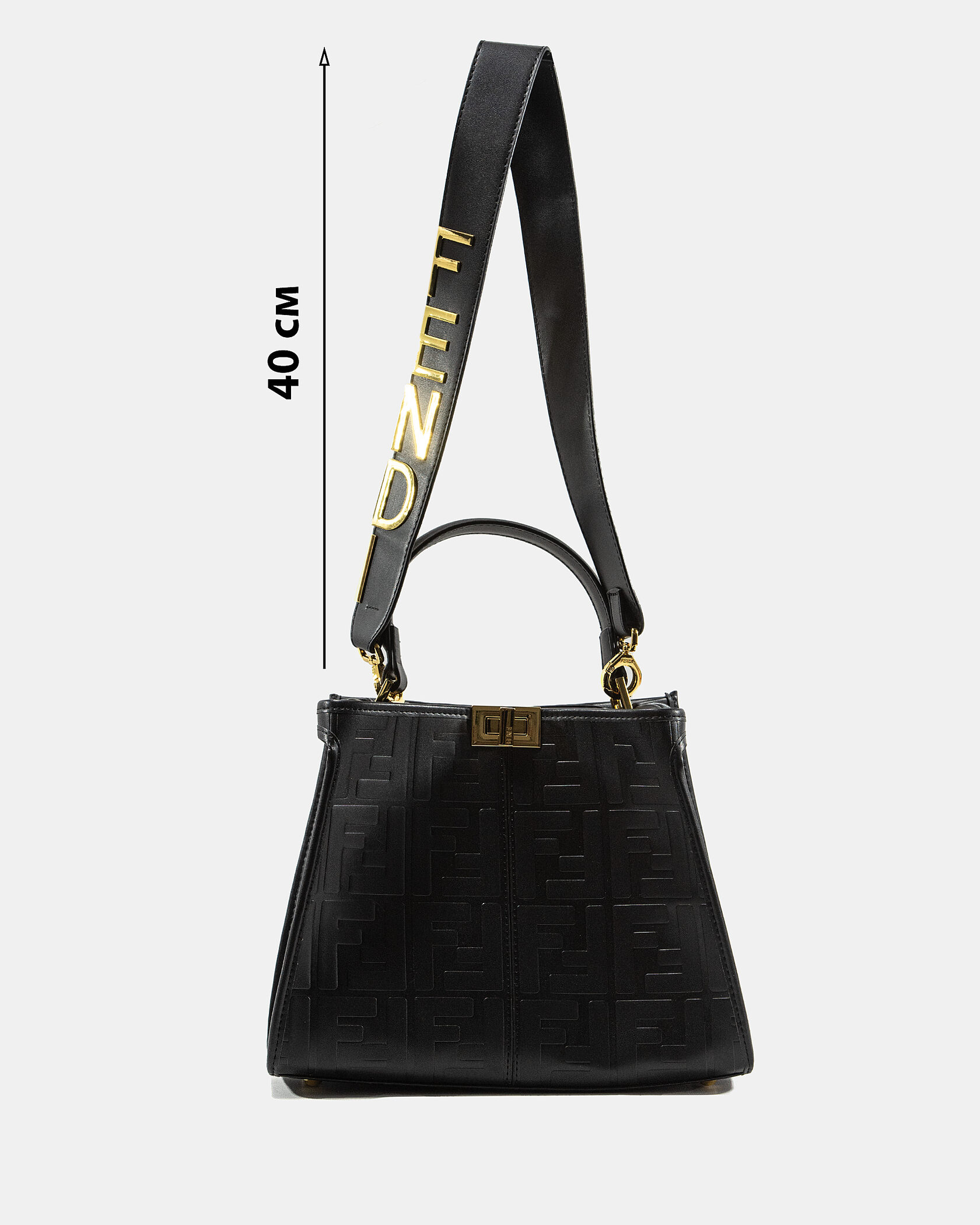 Fendi Black Leather Large Iconic Essentially Peekaboo Top Handl - 4