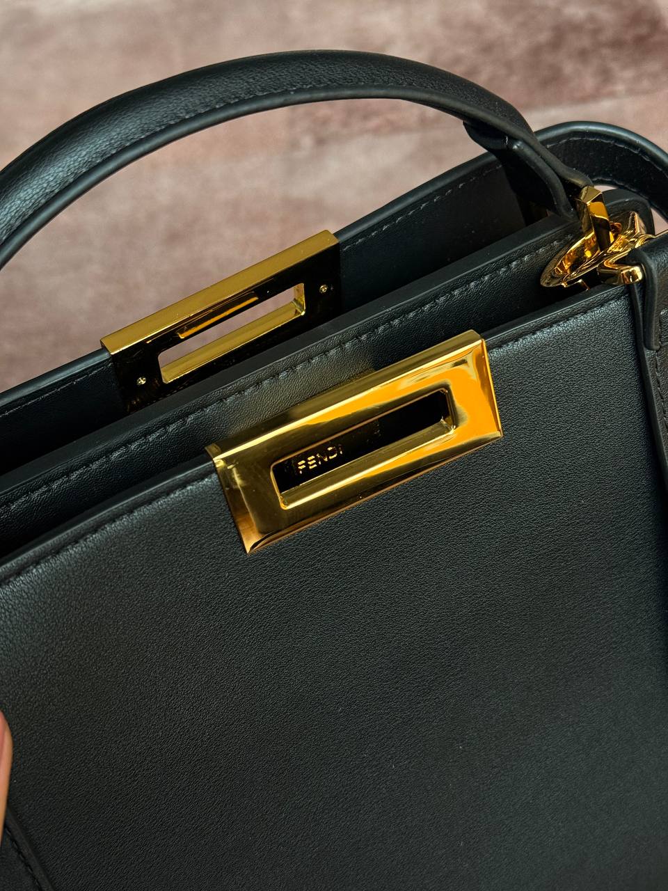 Fendi Black Leather Large Iconic Essentially Peekaboo Top Handle Bag - 6