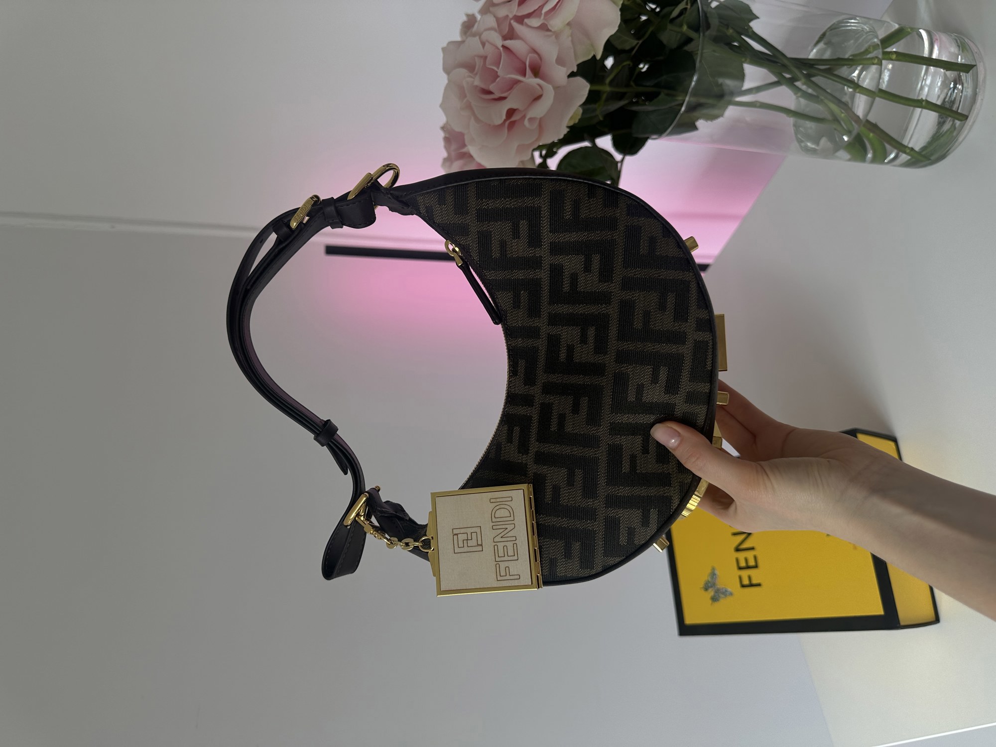 Fendi Brown FF Jacquard Fabric Fendigraphy Small Bag - 13