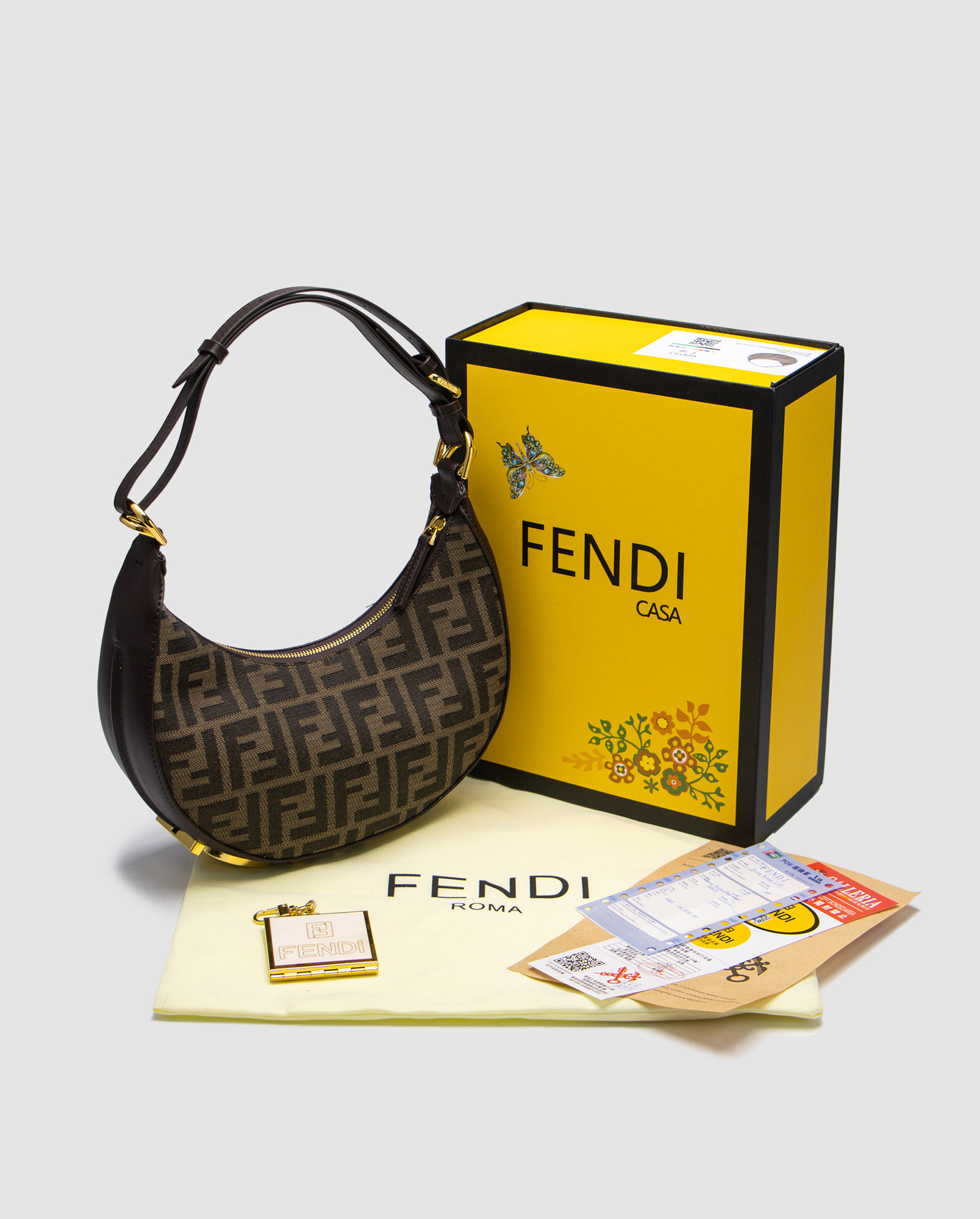 Fendi Brown FF Jacquard Fabric Fendigraphy Small Bag - 7