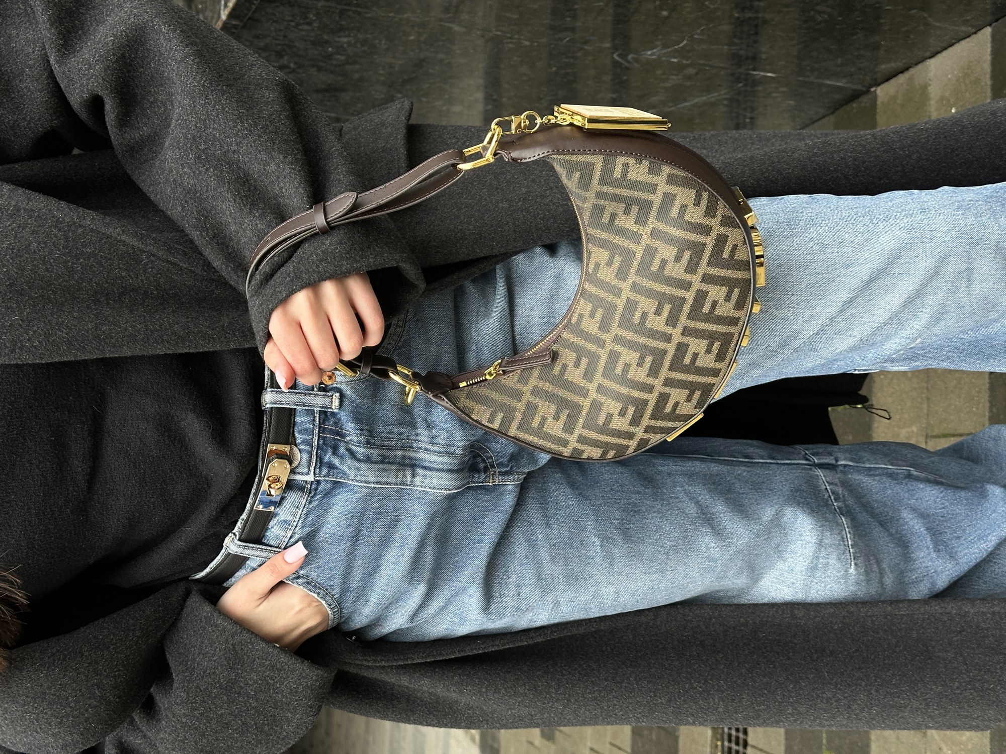 Fendi Brown FF Jacquard Fabric Fendigraphy Small Bag - 8