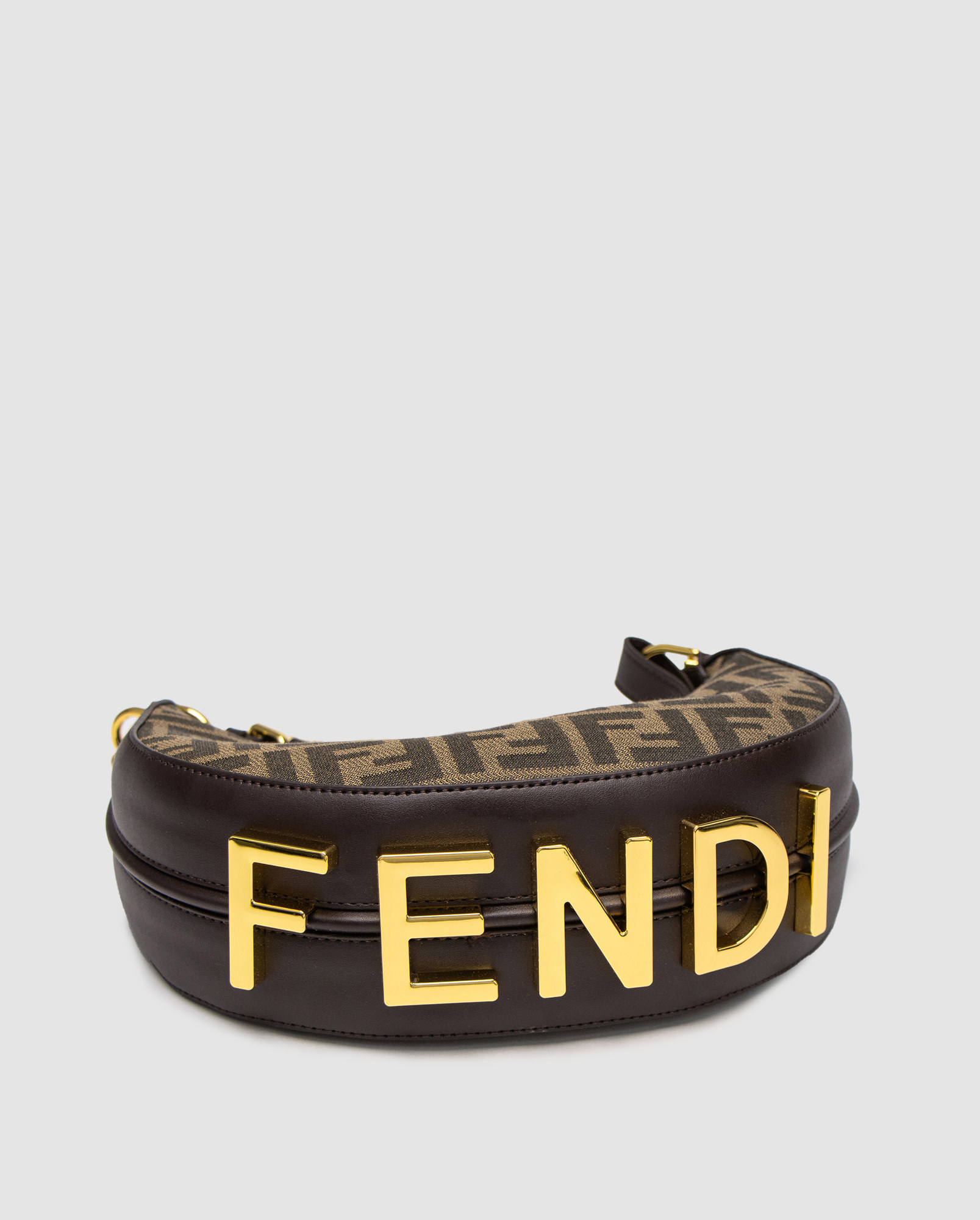 Fendi Brown FF Jacquard Fabric Fendigraphy Small Bag - 3
