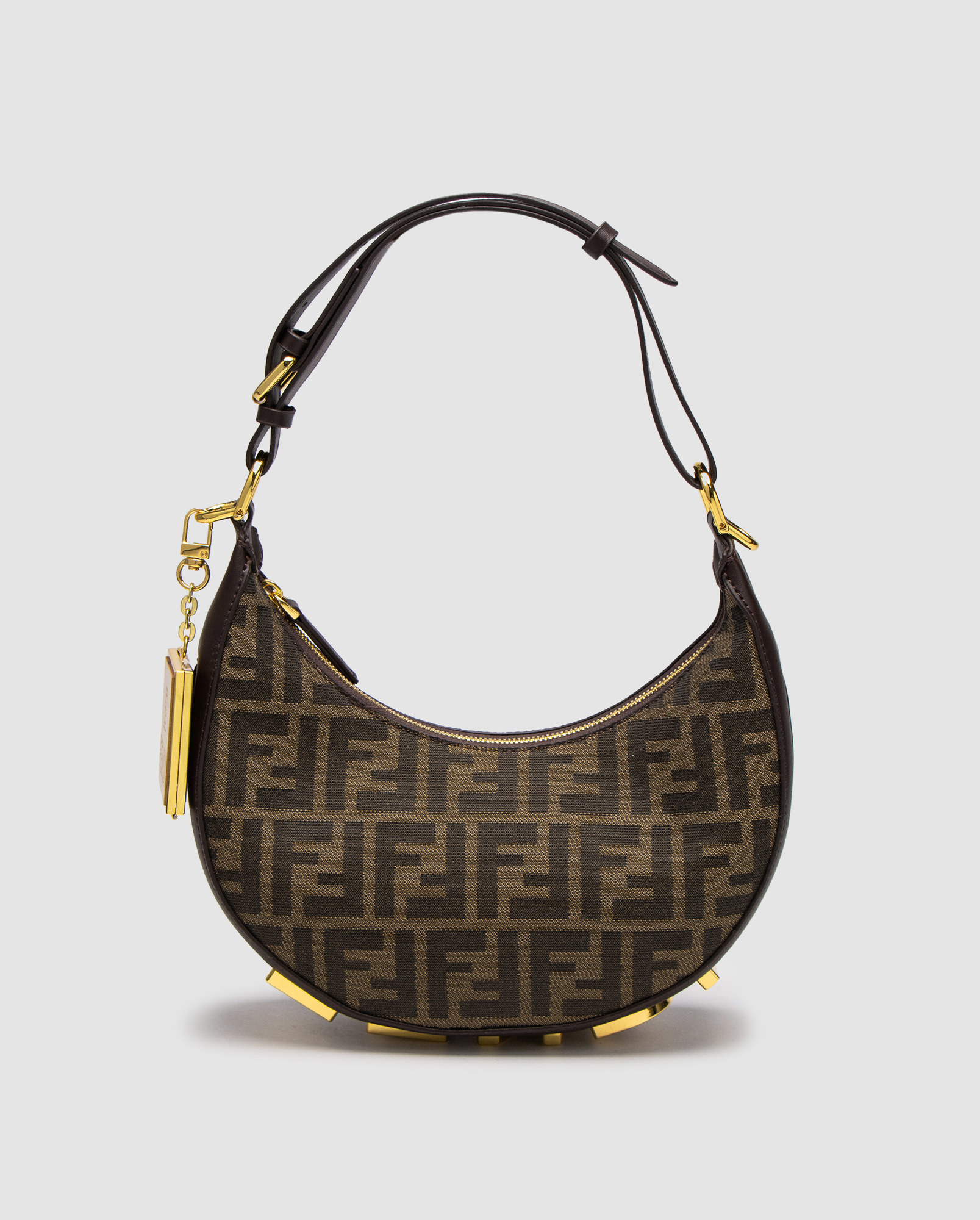 Fendi Brown FF Jacquard Fabric Fendigraphy Small Bag - 2