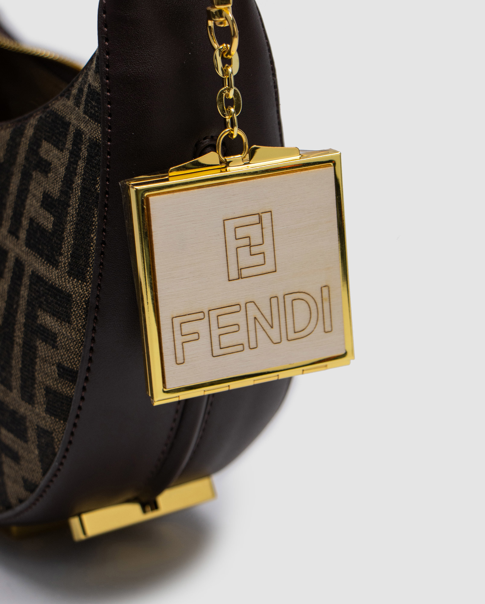 Fendi Brown FF Jacquard Fabric Fendigraphy Small Bag - 5