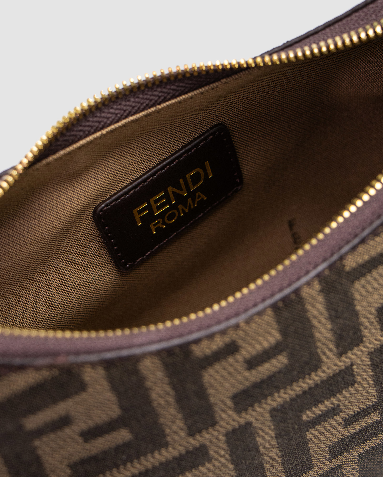 Fendi Brown FF Jacquard Fabric Fendigraphy Small Bag - 6