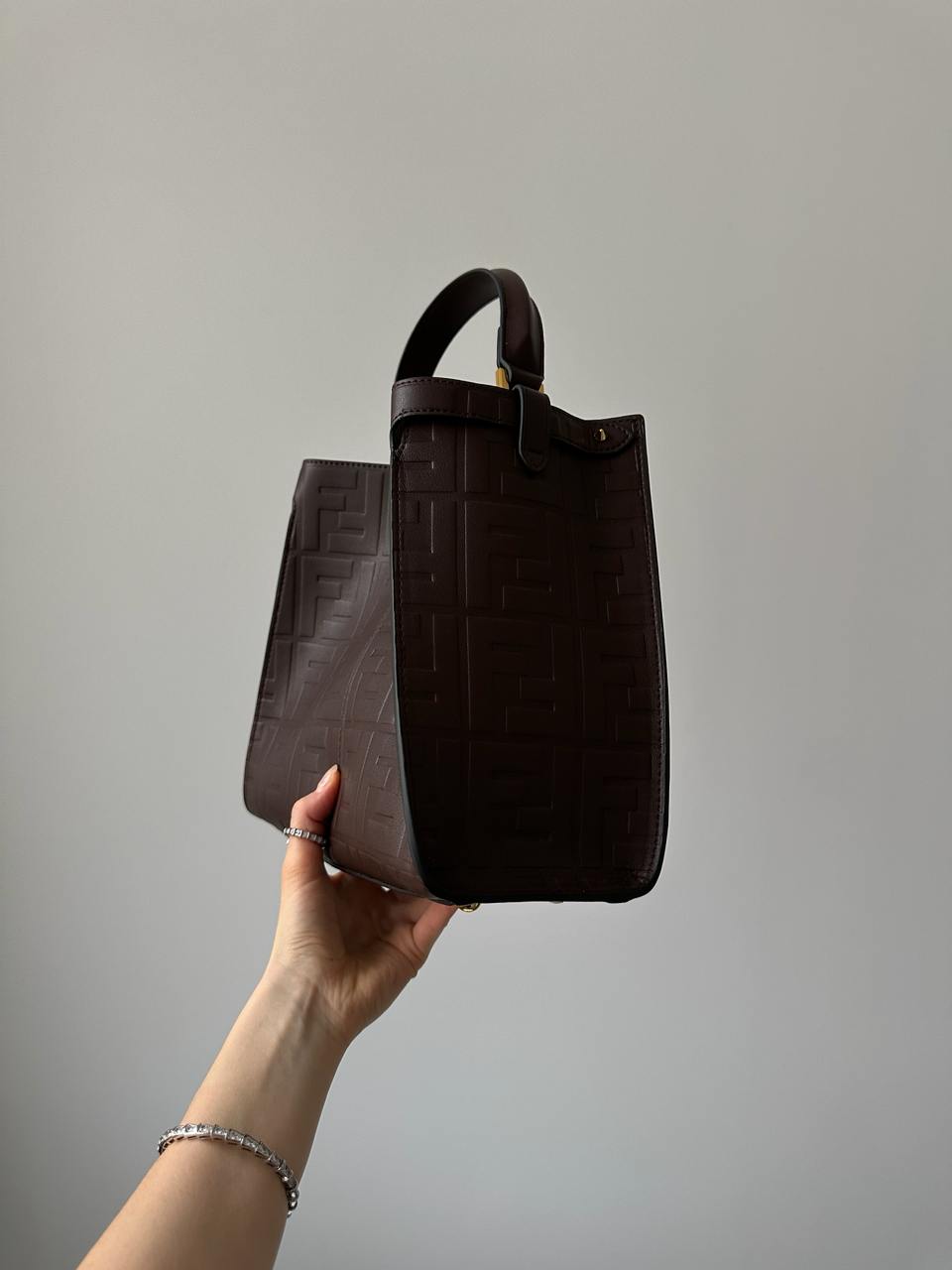 Fendi Brown Leather Large Iconic Essentially Peekaboo Top Handl - 7