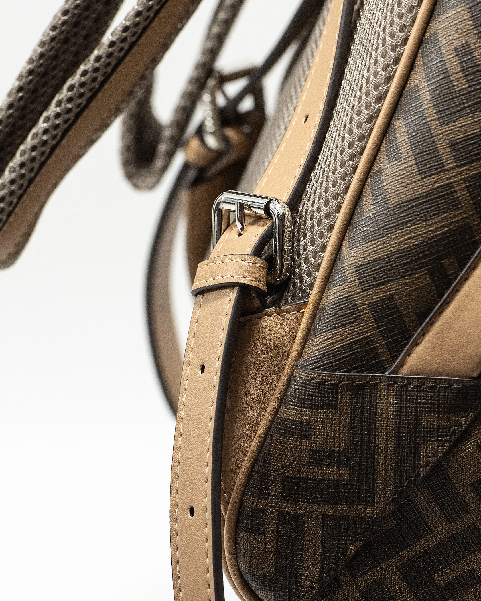 Fendi Chiodo Small Fendi Diagonal Brown FF Canvas Backpack - 12