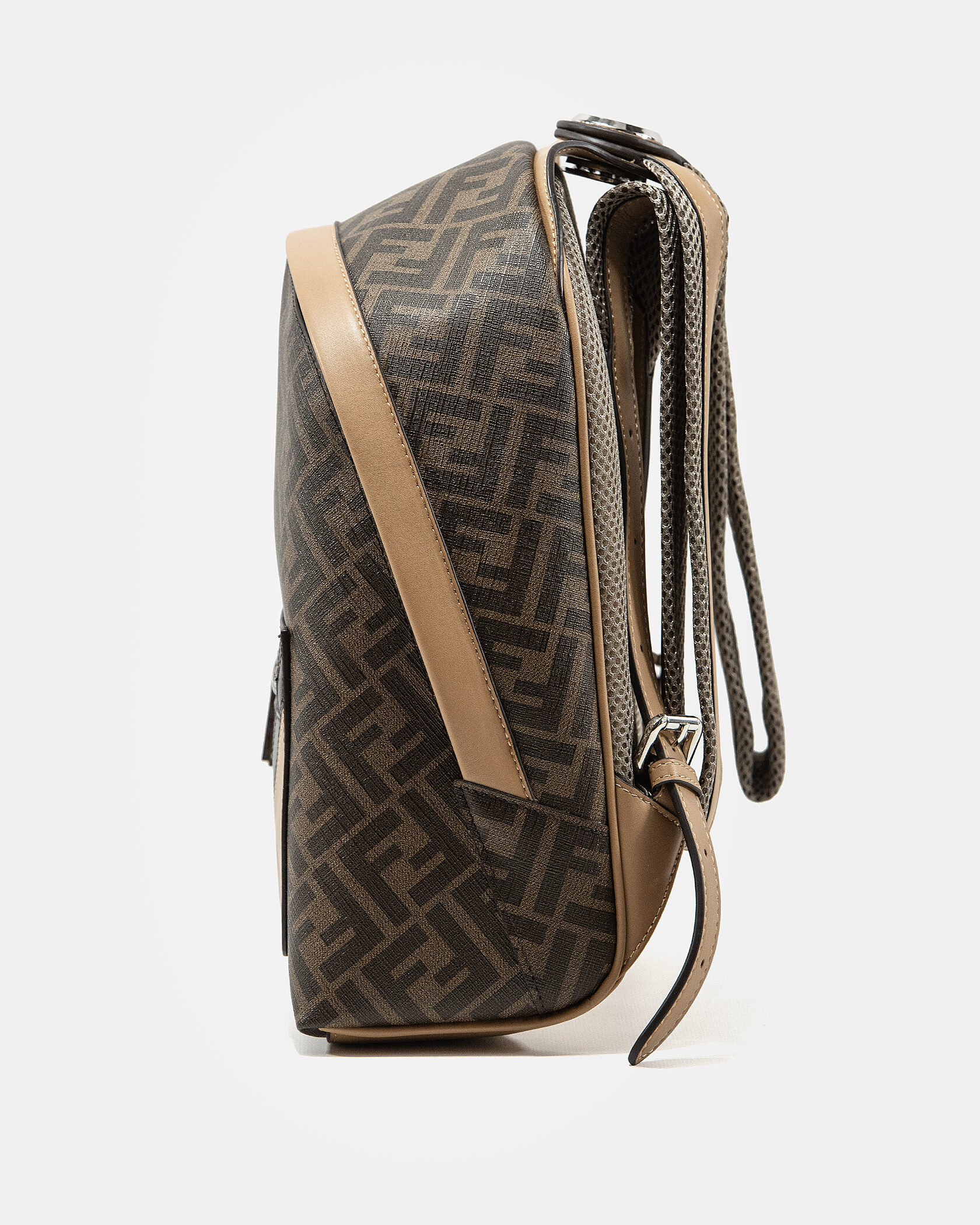 Fendi Chiodo Small Fendi Diagonal Brown FF Canvas Backpack - 6