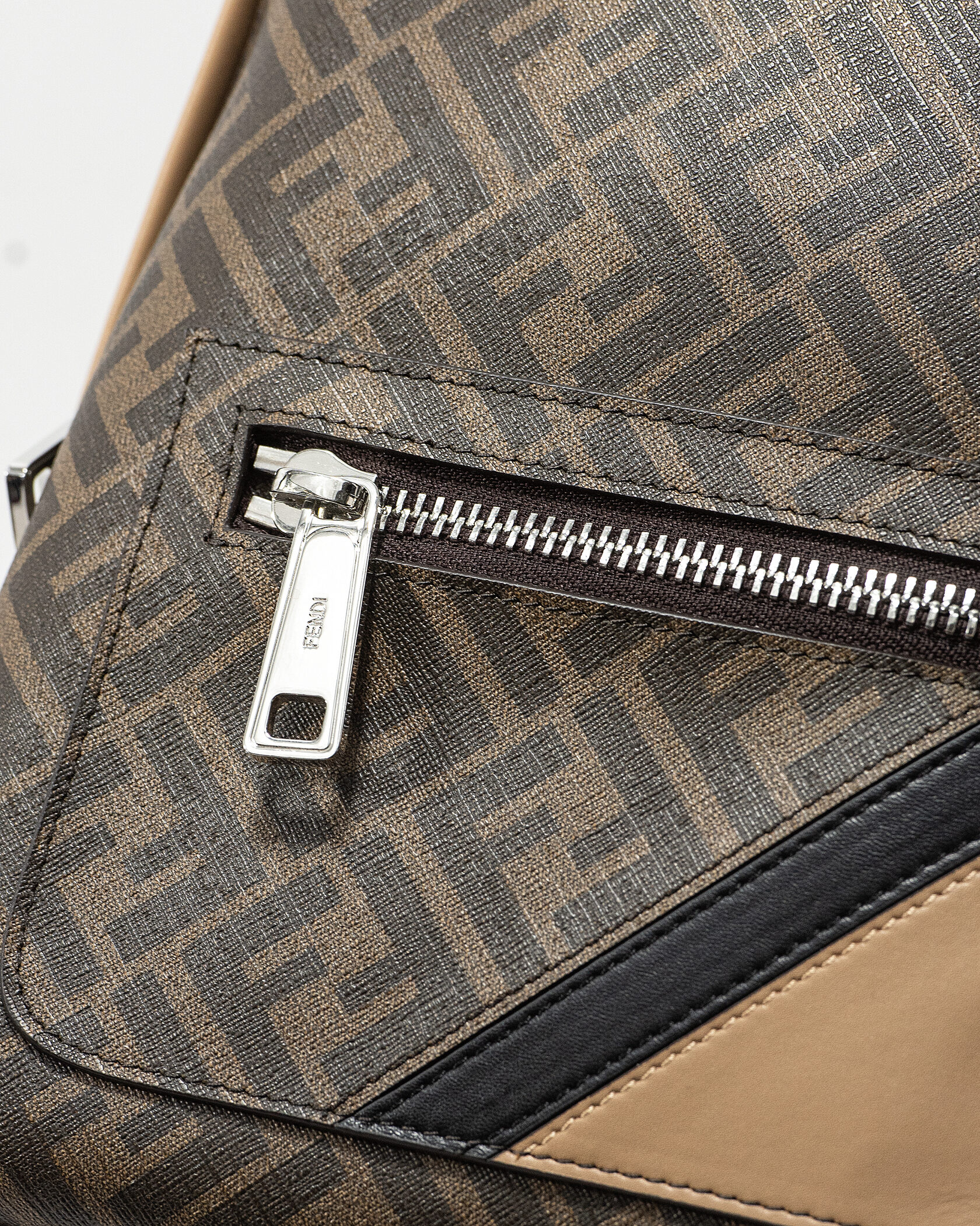 Fendi Chiodo Small Fendi Diagonal Brown FF Canvas Backpack - 8