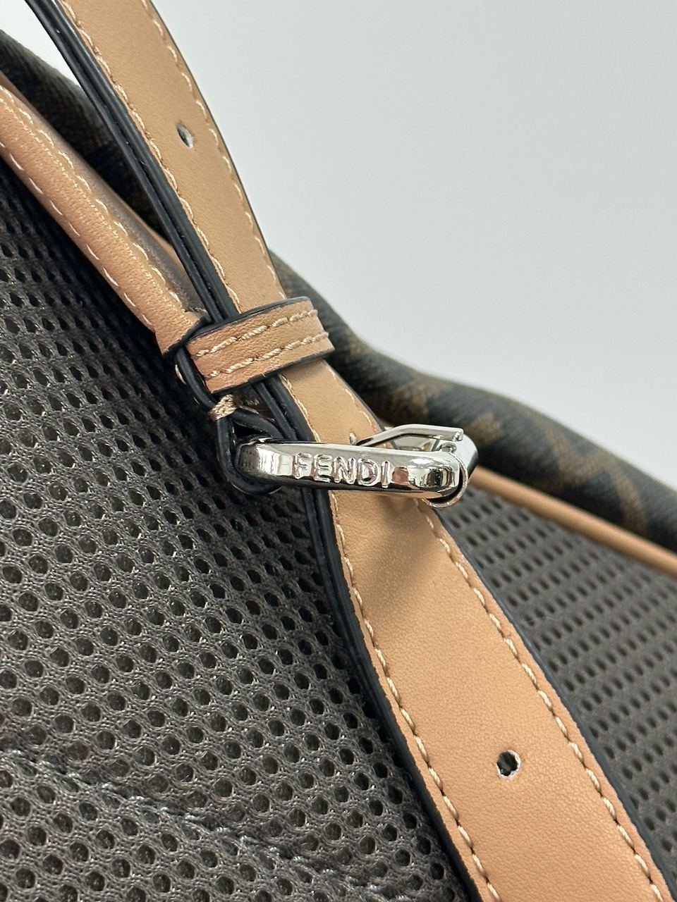 Fendi Chiodo Small Fendi Diagonal Brown FF Canvas Backpack - 14