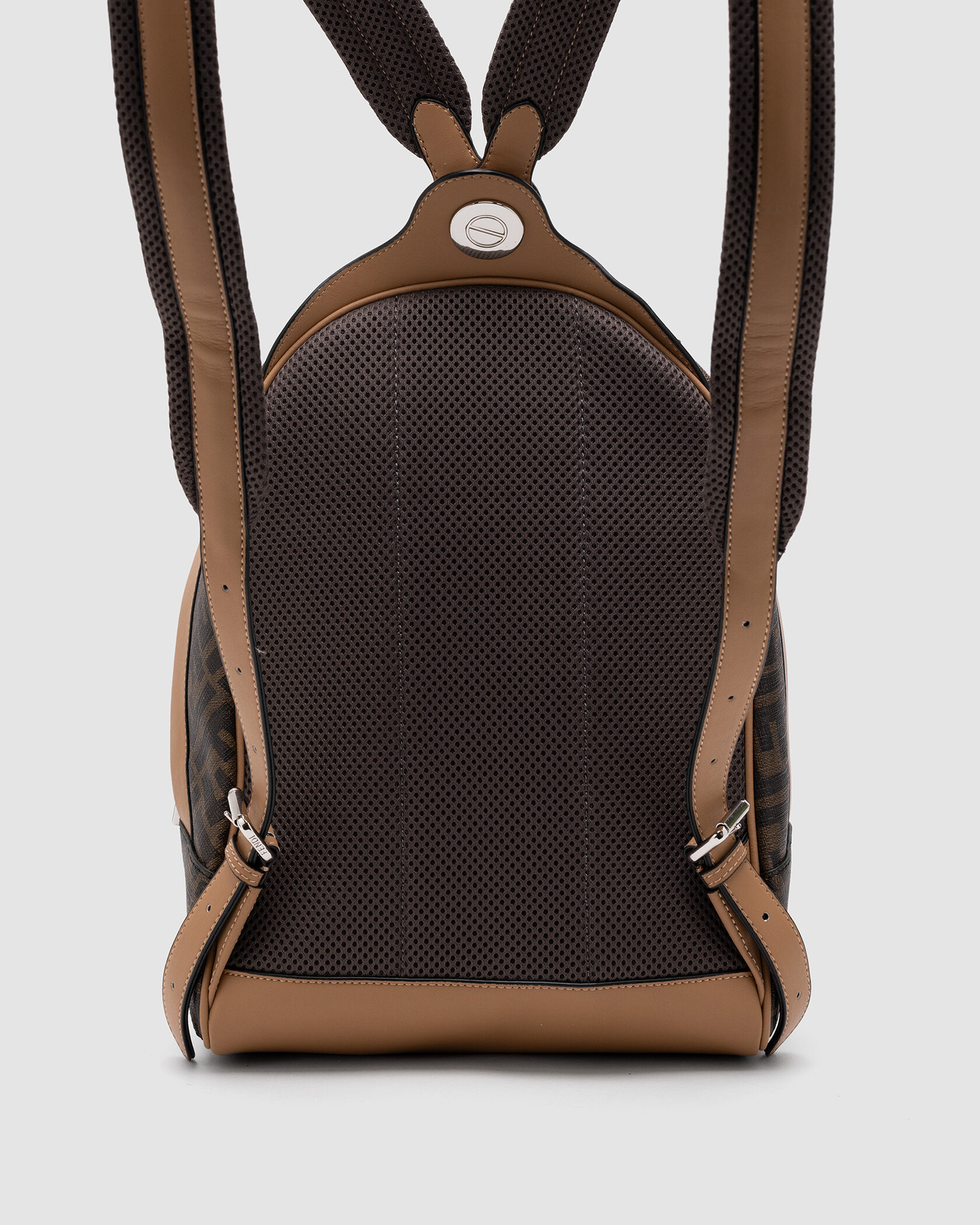 Fendi Chiodo Small Fendi Diagonal Brown FF Canvas Backpack - 3