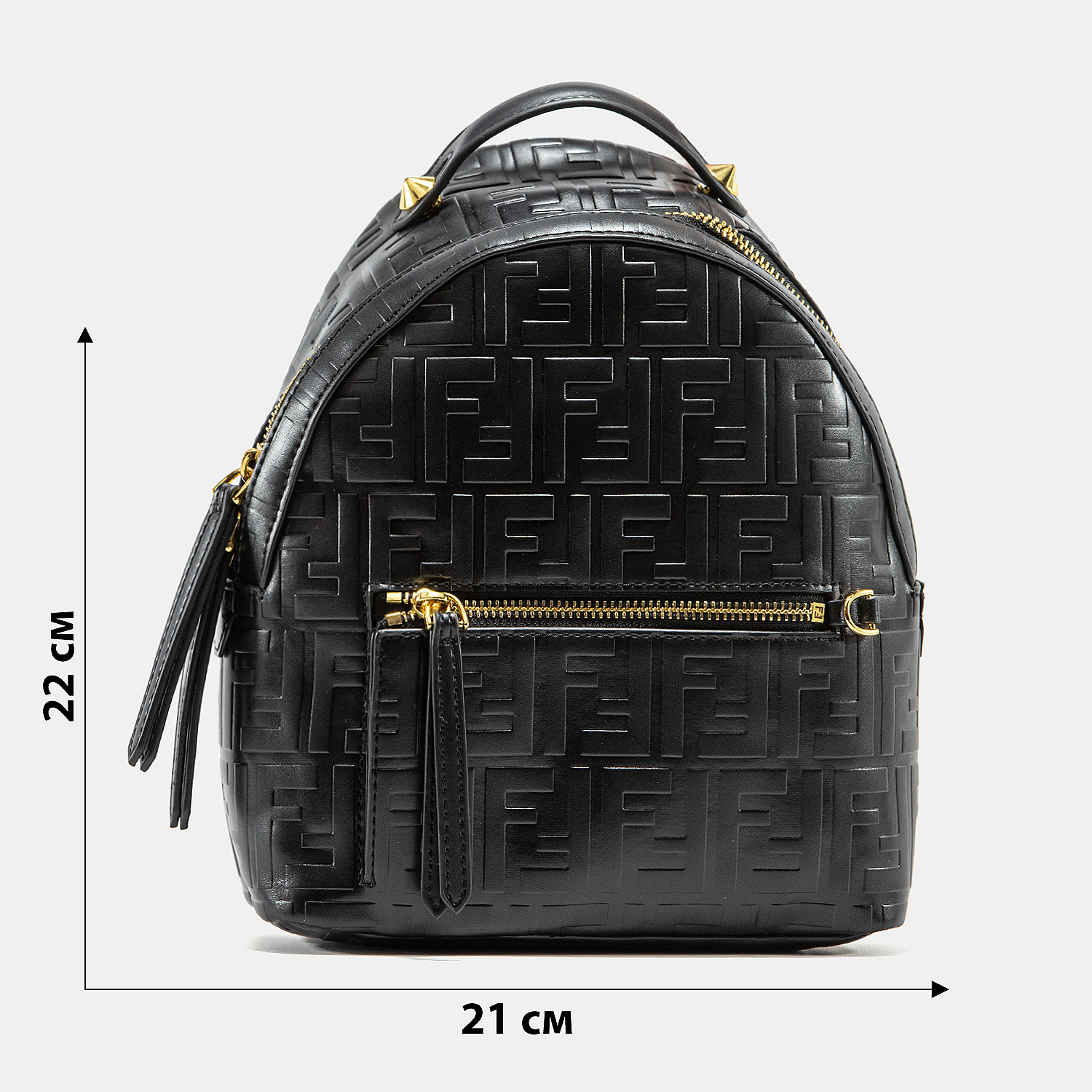 Fendi Mini Backpack in black embossed FF leather - 3