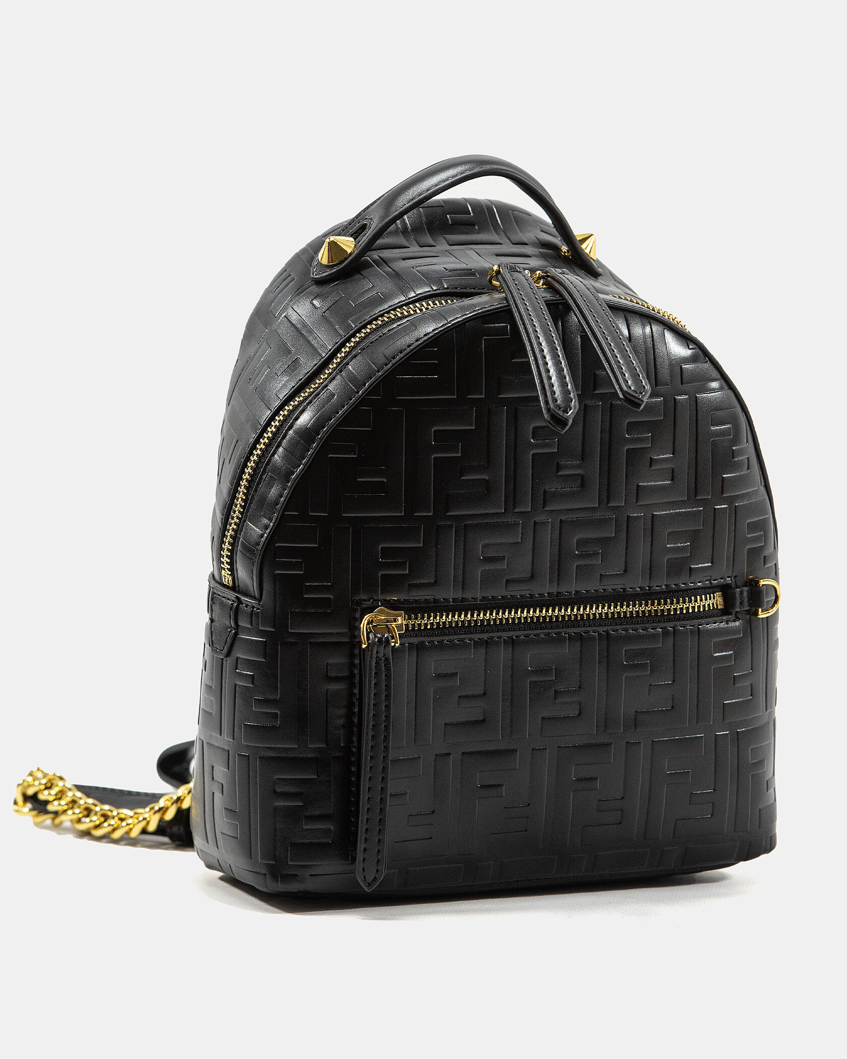 Fendi Mini Backpack in black embossed FF leather - 6