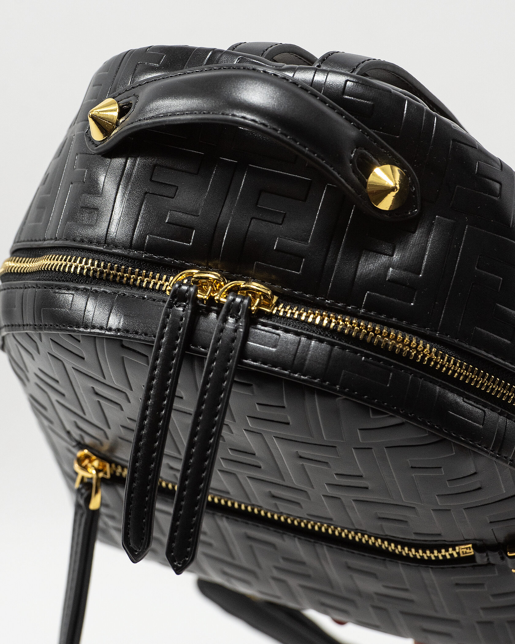 Fendi Mini Backpack in black embossed FF leather - 8