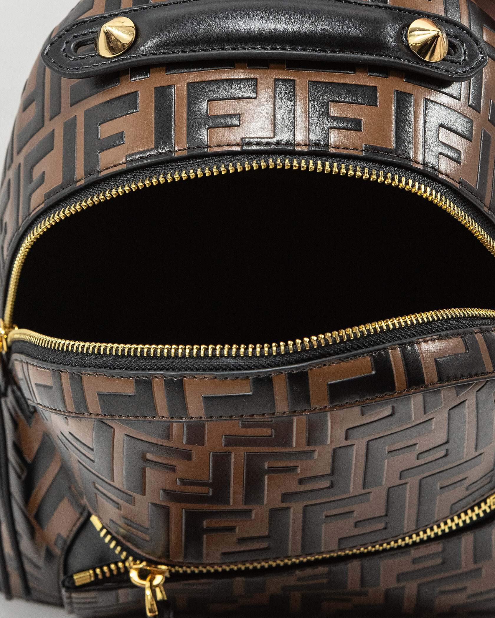 Fendi Mini Backpack in brown embossed FF leather - 12