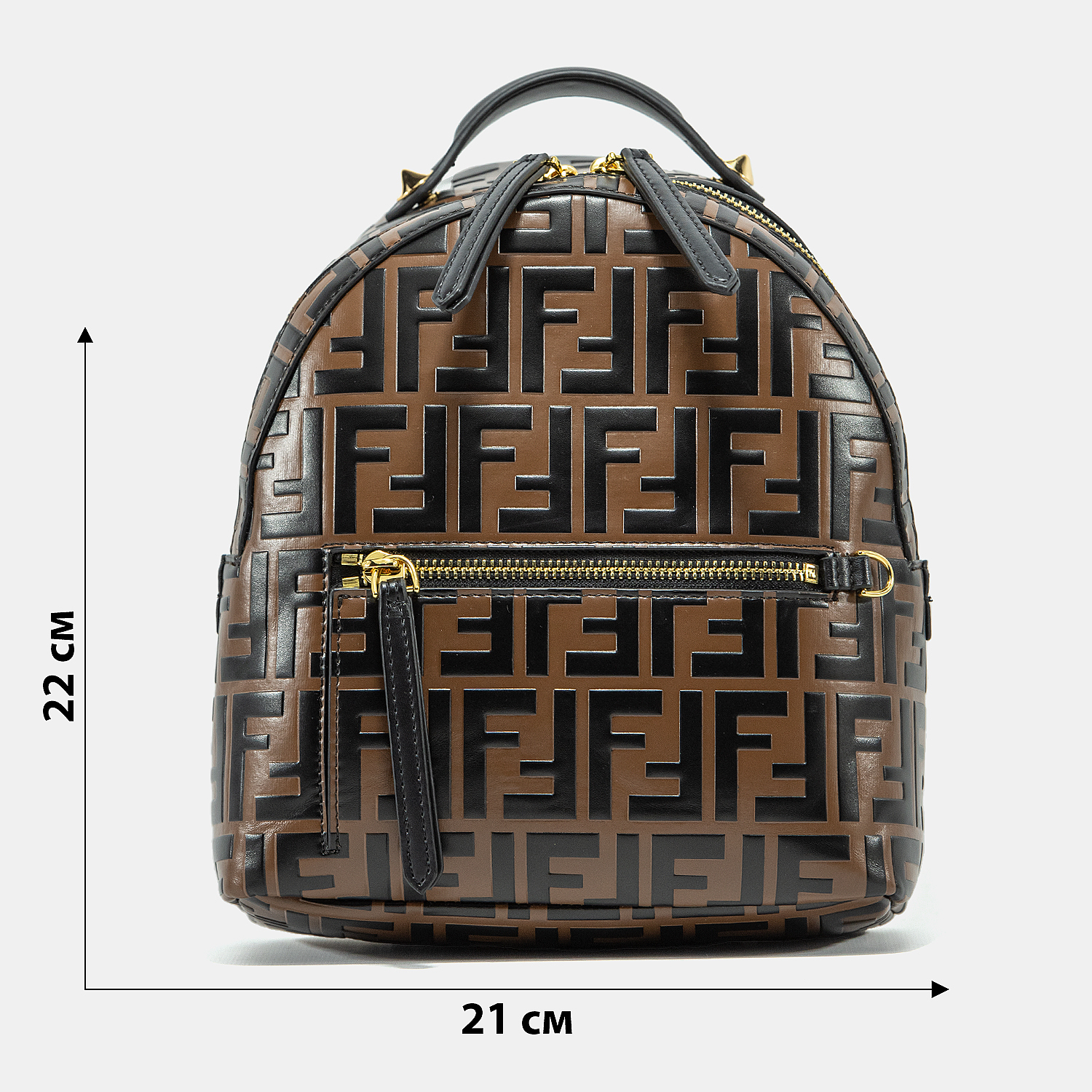 Fendi Mini Backpack in brown embossed FF leather - 3