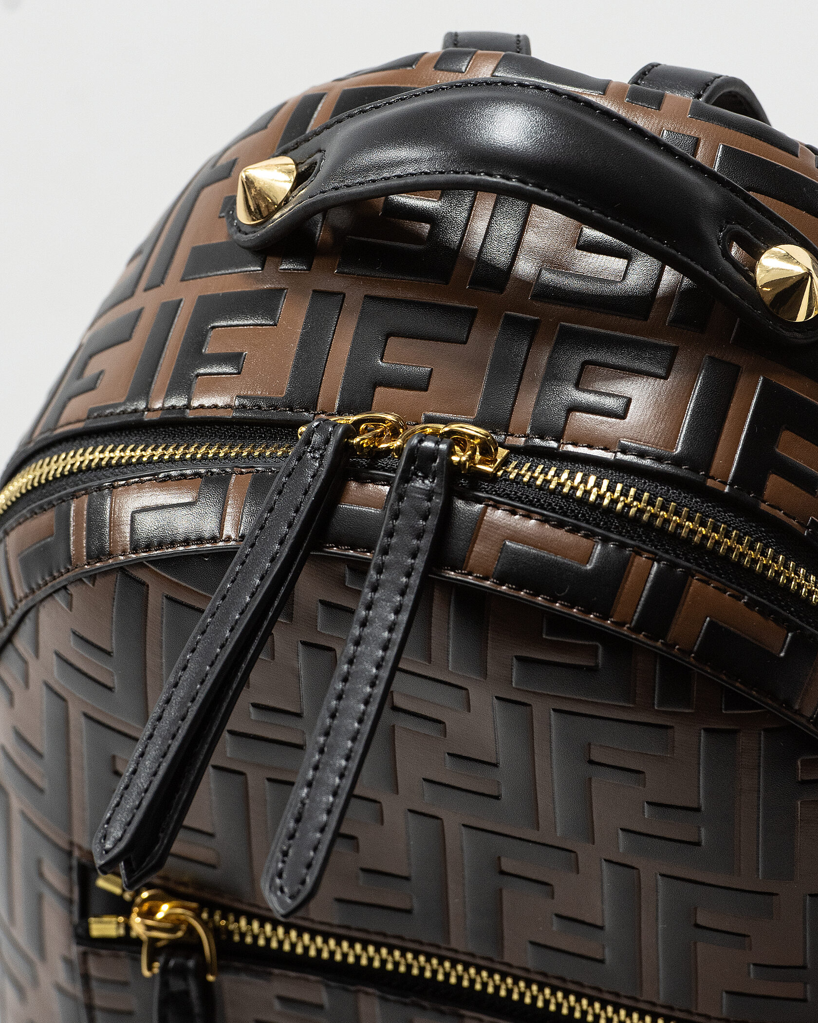 Fendi Mini Backpack in brown embossed FF leather - 8