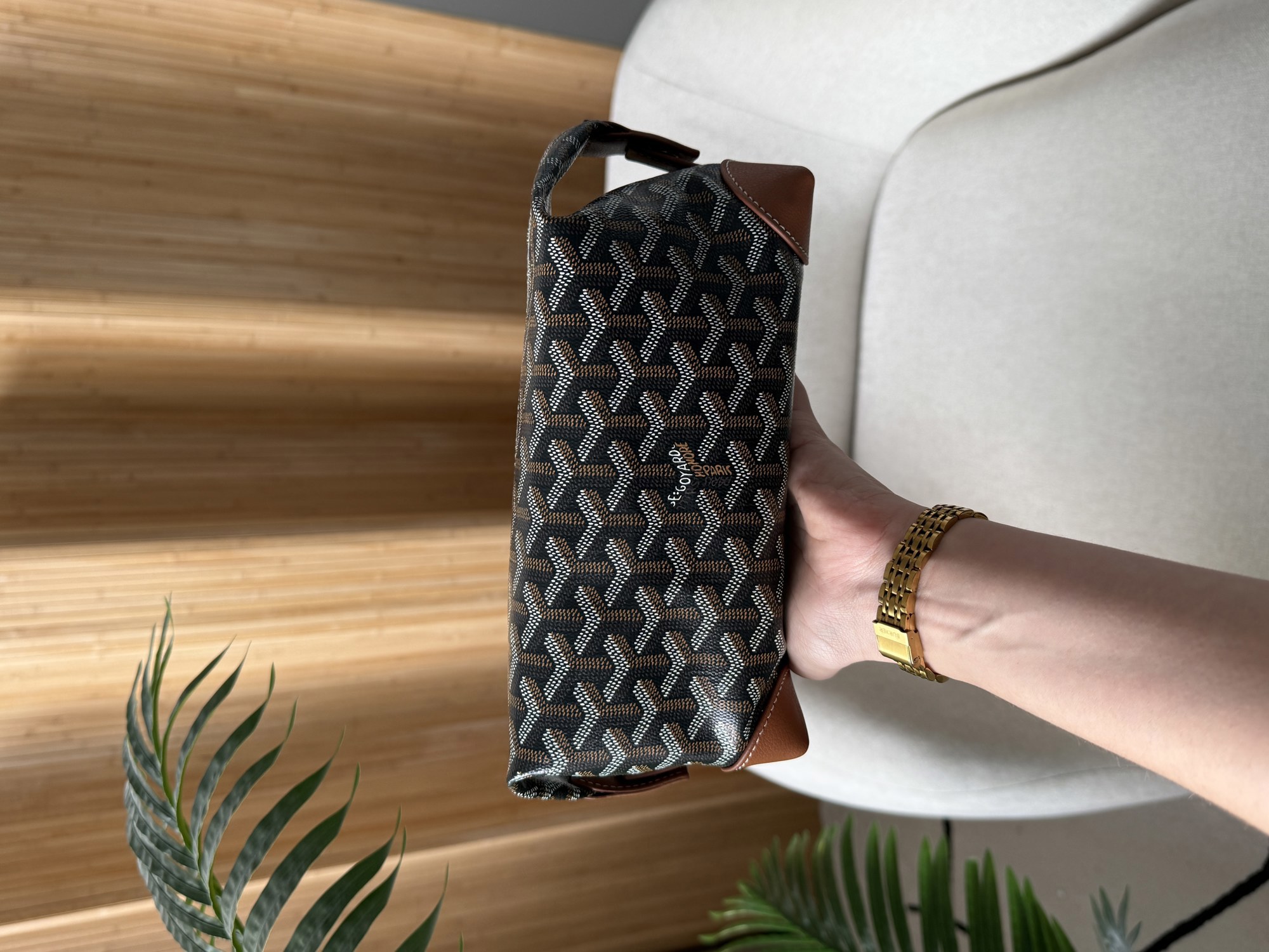 Goyard Boeing 25 Toilet Bag Black/Tan in Goyardine Canvas - 15