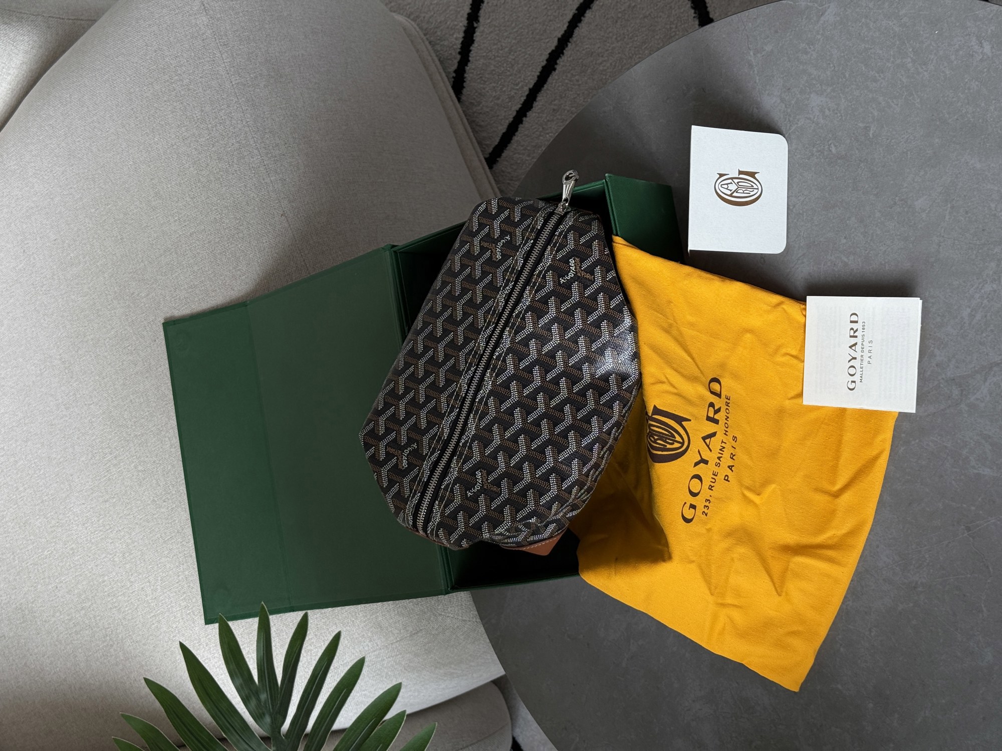 Goyard Boeing 25 Toilet Bag Black/Tan in Goyardine Canvas - 7