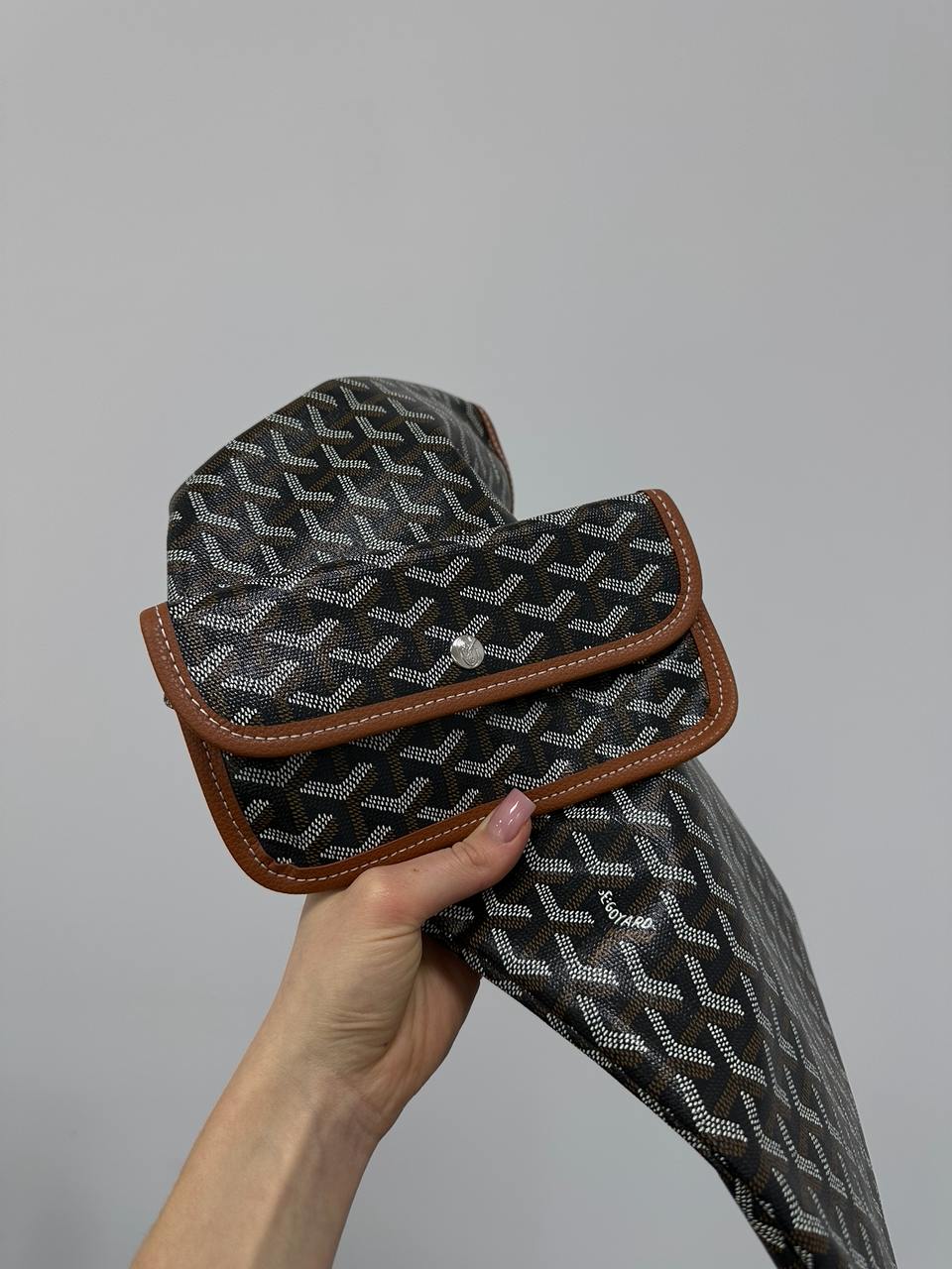 GOYARD Saint Louis PM Coated Canvas Tote bag Brown Black Ex - 5