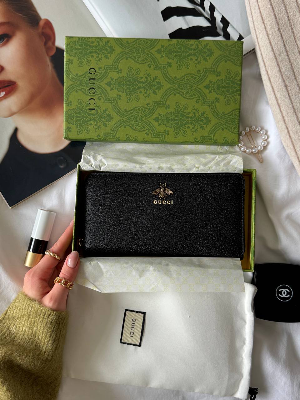 Gucci Animalier Leather Zip Around Wallet Black - 2