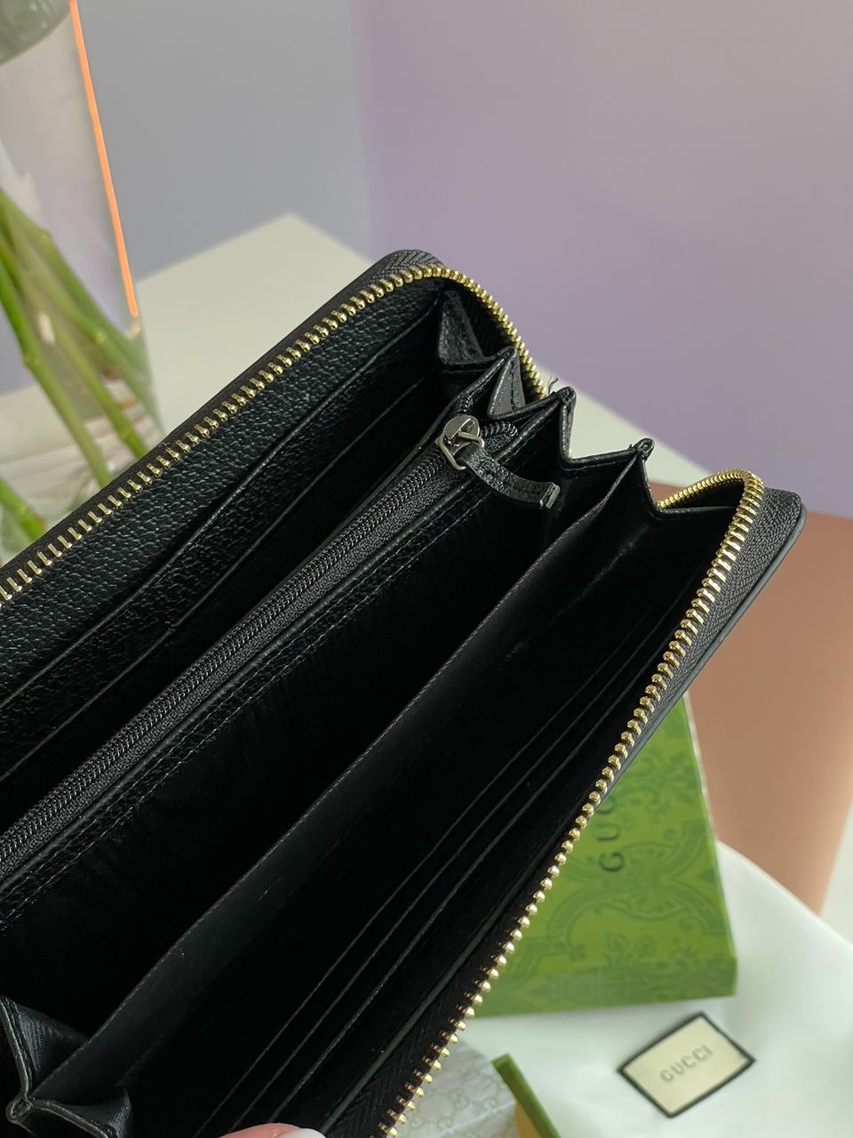 Gucci Animalier Leather Zip Around Wallet Black - 14