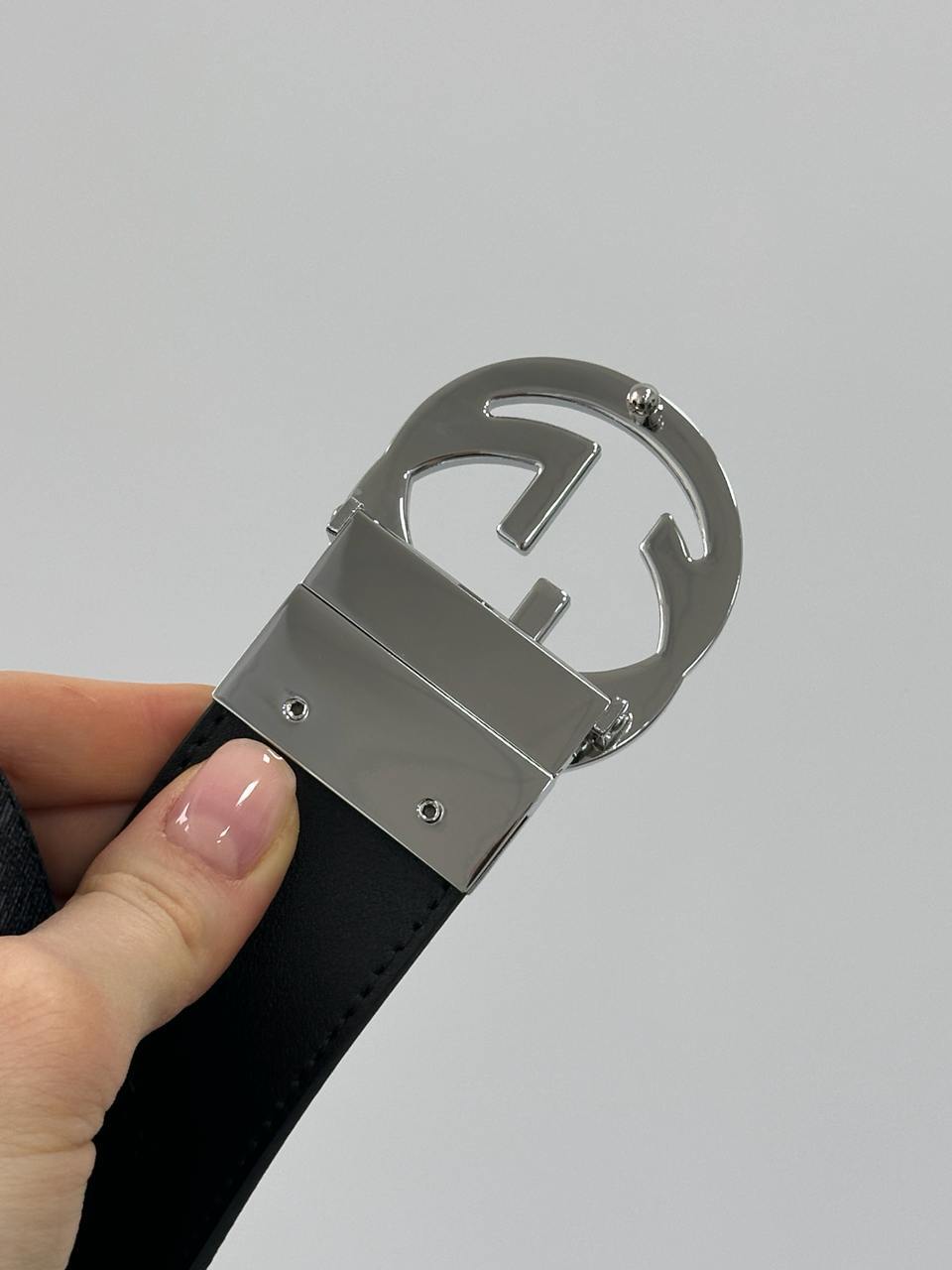 Gucci Belt with Interlocking G Buckle Grey Canvas/Silver - 12