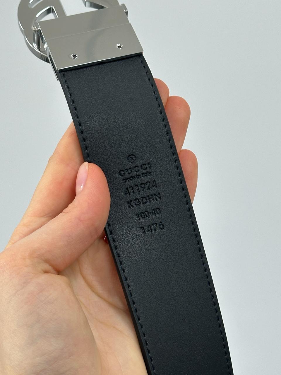 Gucci Belt with Interlocking G Buckle Grey Canvas/Silver - 16