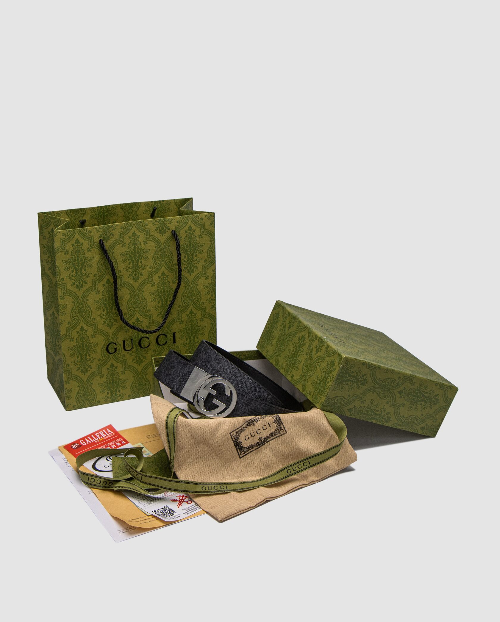 Gucci Belt with Interlocking G Buckle Grey Canvas/Silver - 2