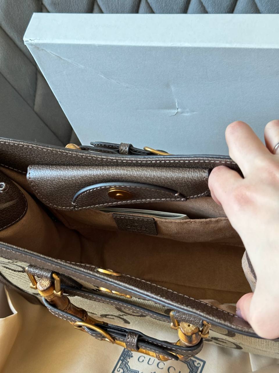 Gucci Diana Jumbo GG Medium Tote Bag Beige Gold - 10