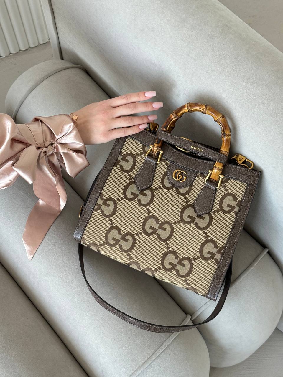 Gucci Diana Jumbo GG Medium Tote Bag Beige Gold - 5