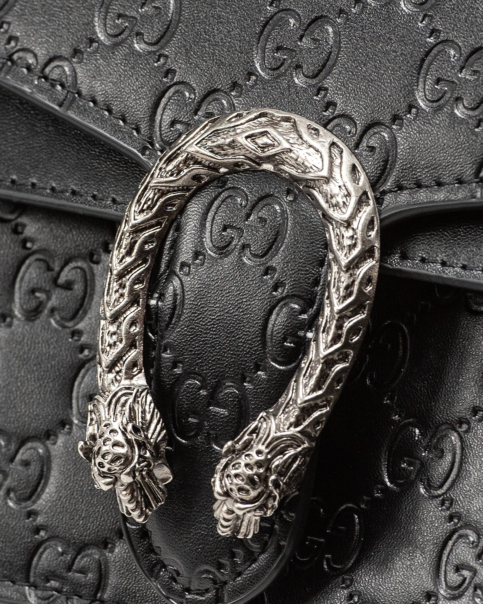 Gucci Dionysus Small Shoulder Bag in Black Embossed Leather - 11