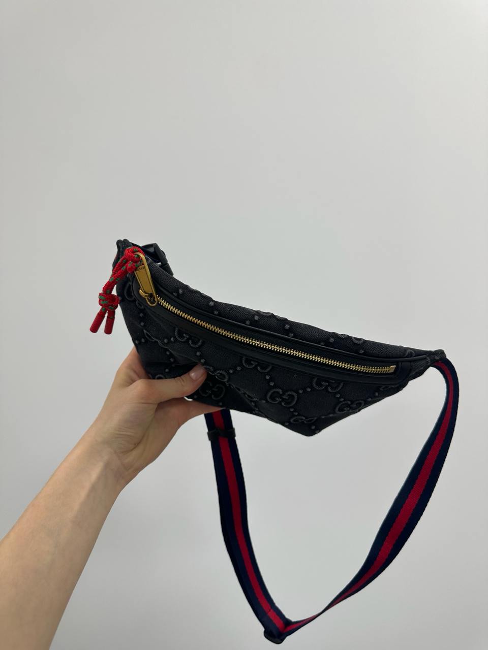 Gucci GG Denim Belt Bag Black - 7