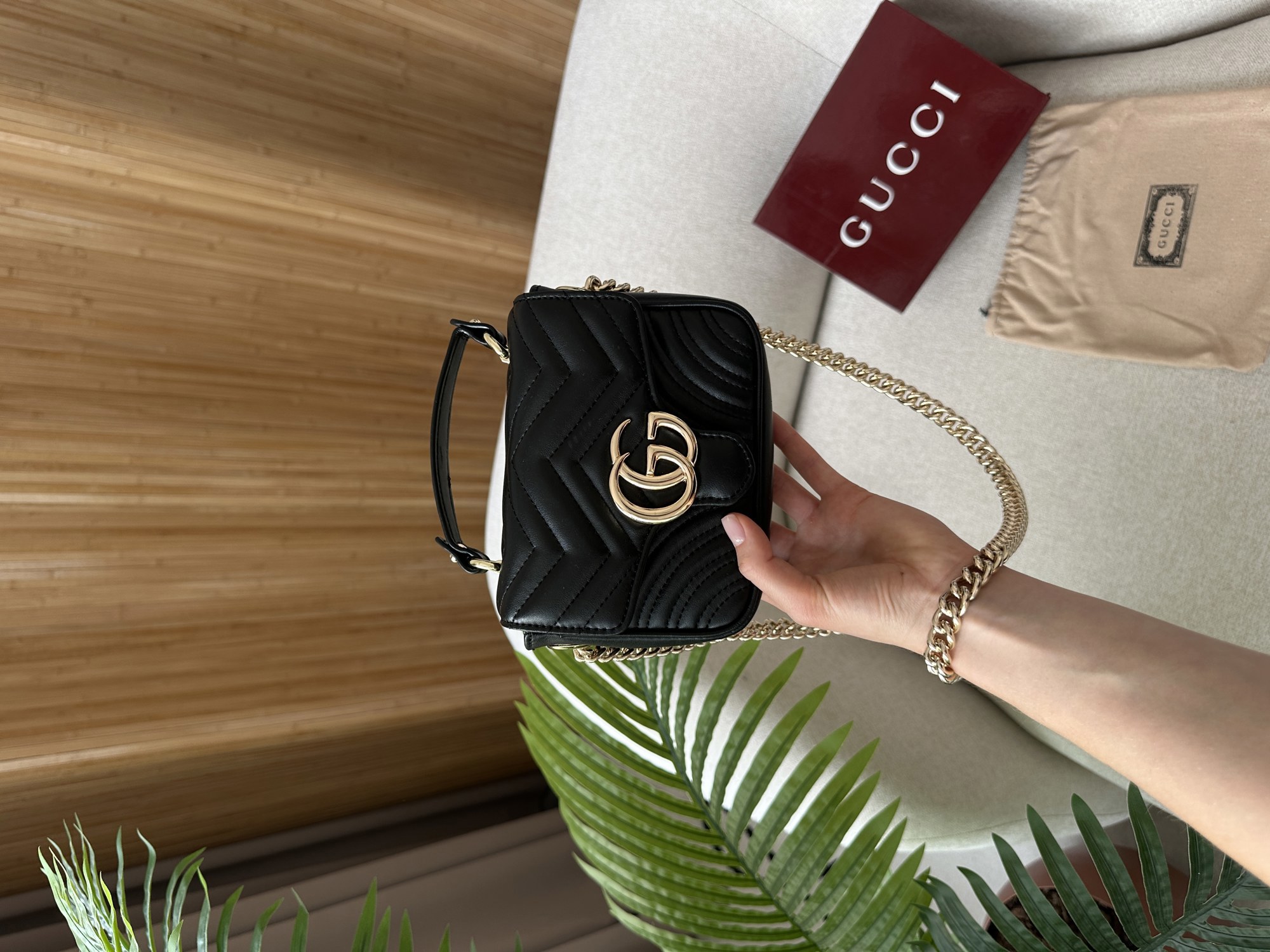 Gucci GG Marmont Mini Top Handle Bag in Black - 14