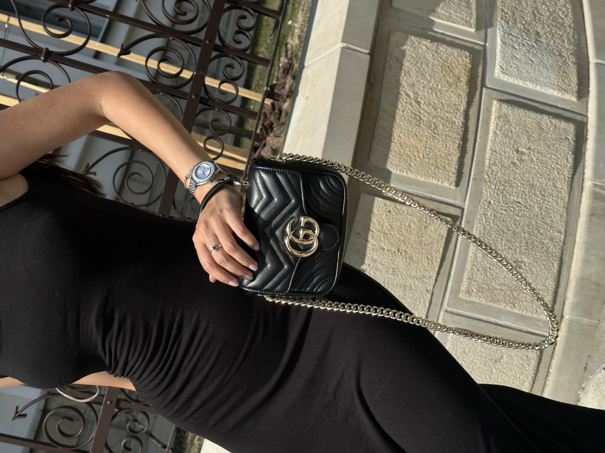 Gucci GG Marmont Mini Top Handle Bag in Black - 11