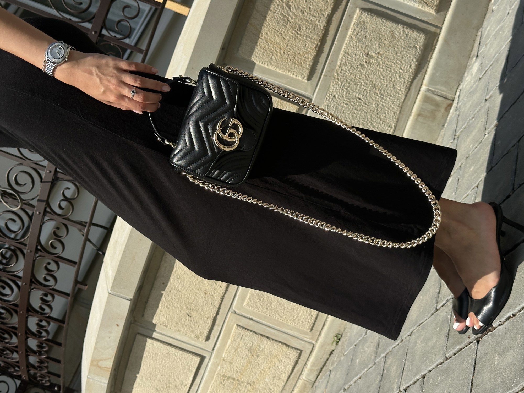 Gucci GG Marmont Mini Top Handle Bag in Black - 12