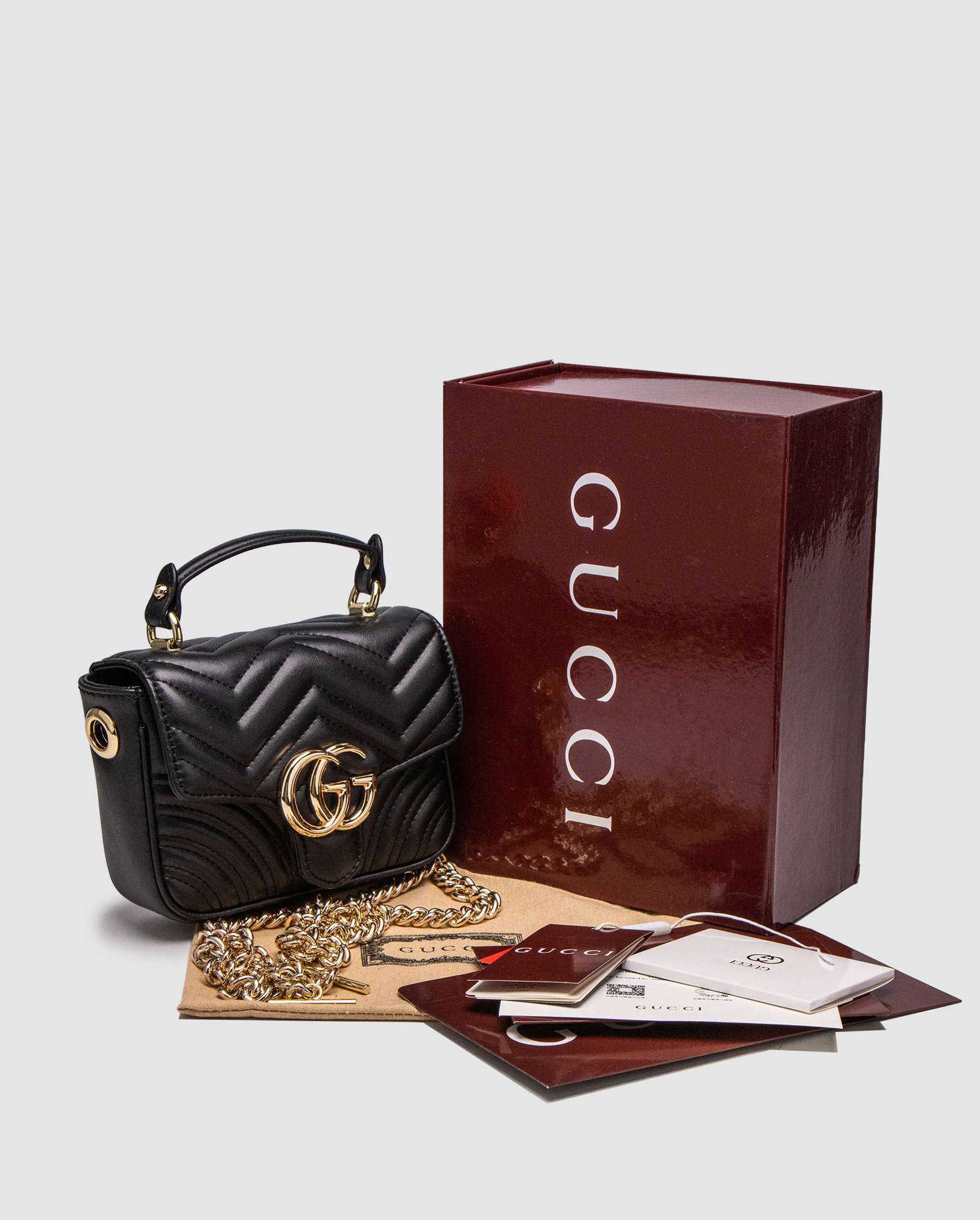 Gucci GG Marmont Mini Top Handle Bag in Black - 7