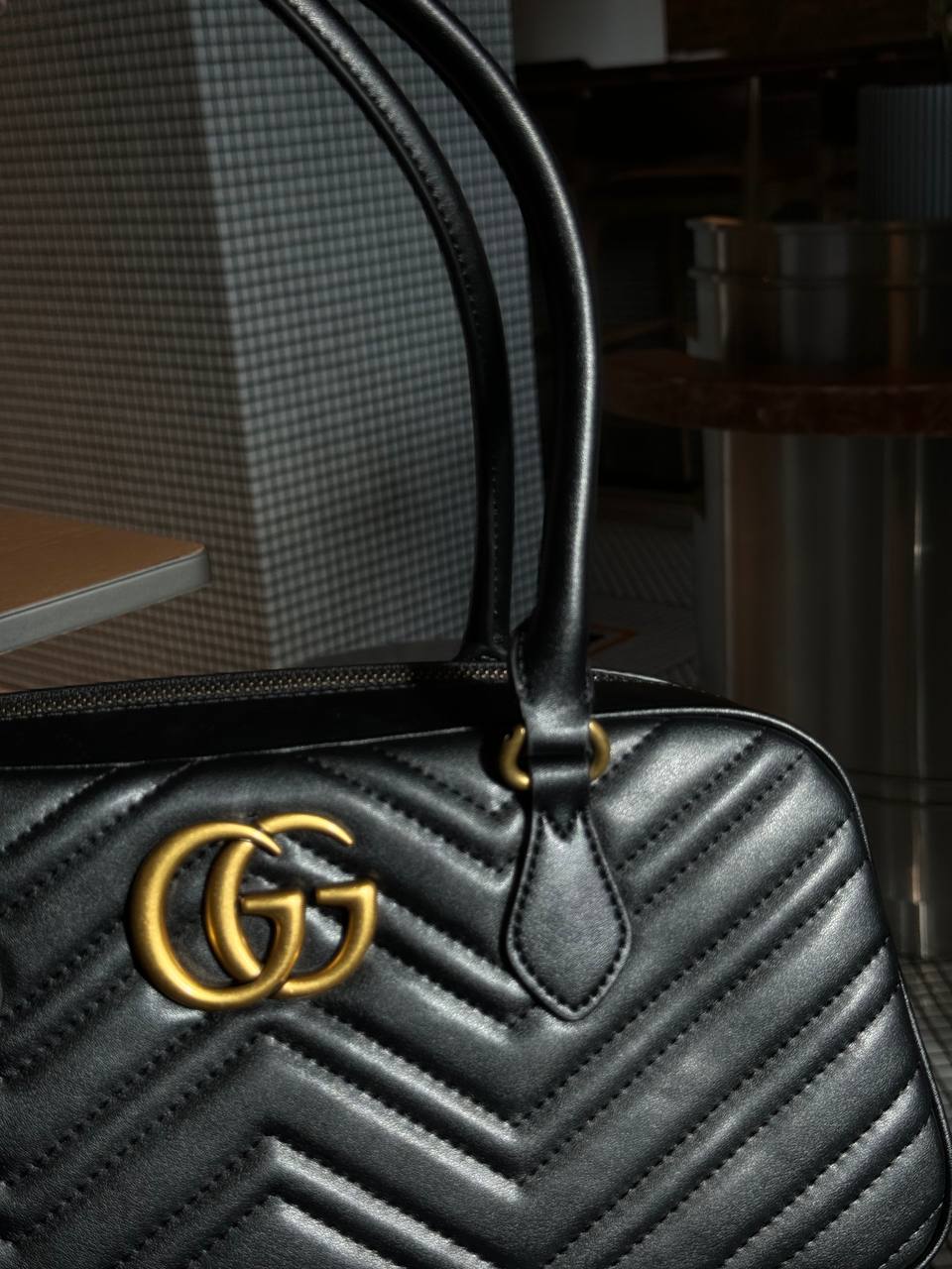 Gucci GG Marmont Small Top Handle Bag in Black Matelassé Leather - 11